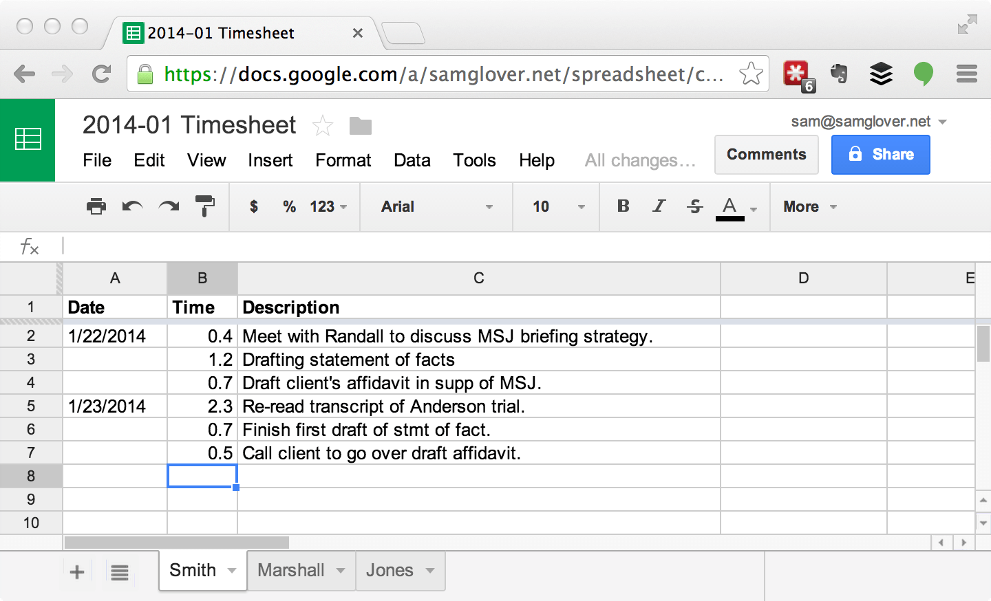 sample legal timesheet template