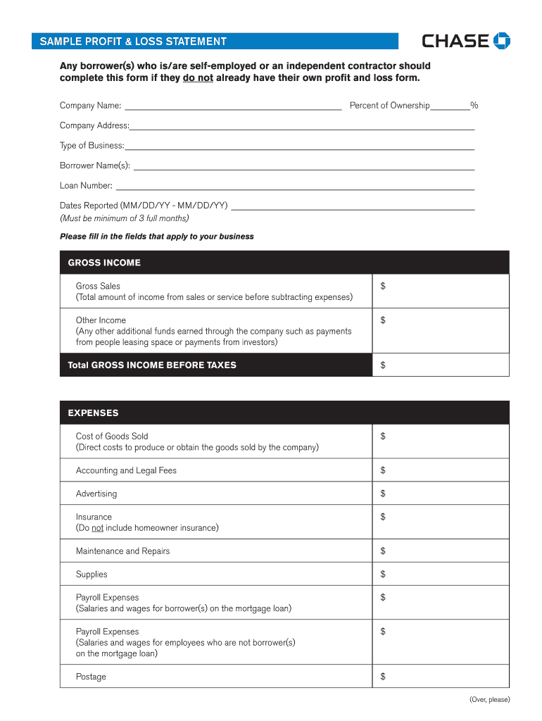 sample profit and loss for self employed template