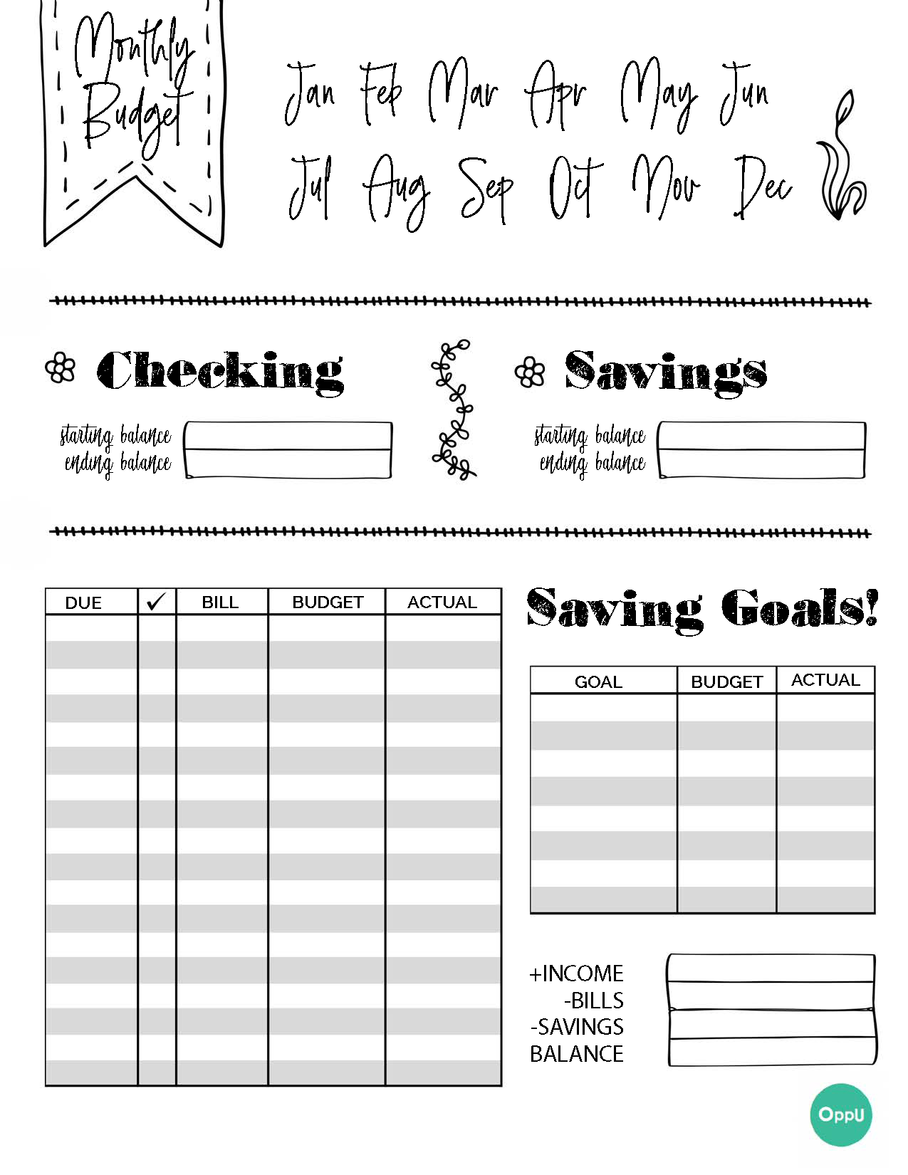 sample bullet journal budget template