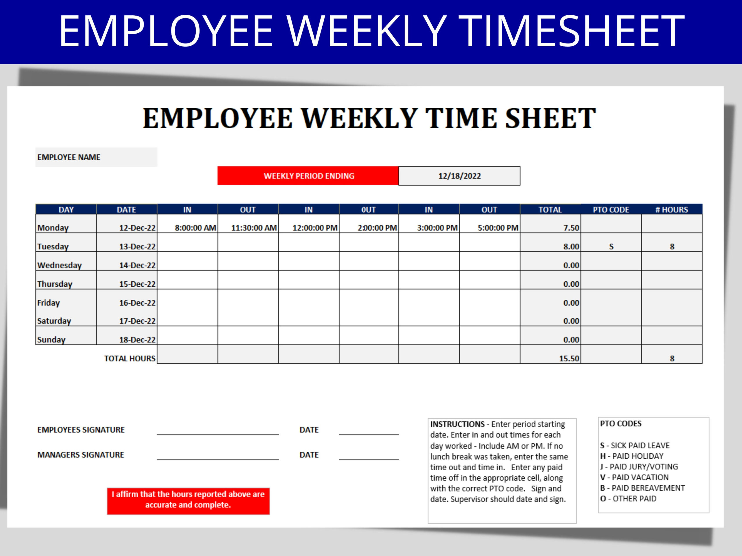 sample hr timesheet template