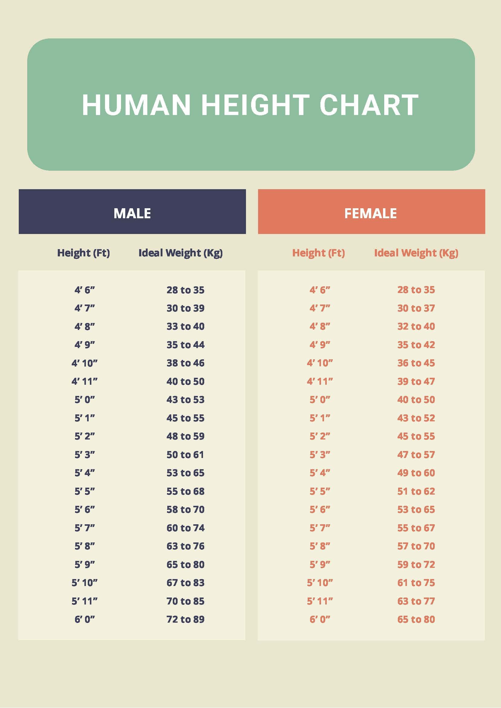 sample height chart template