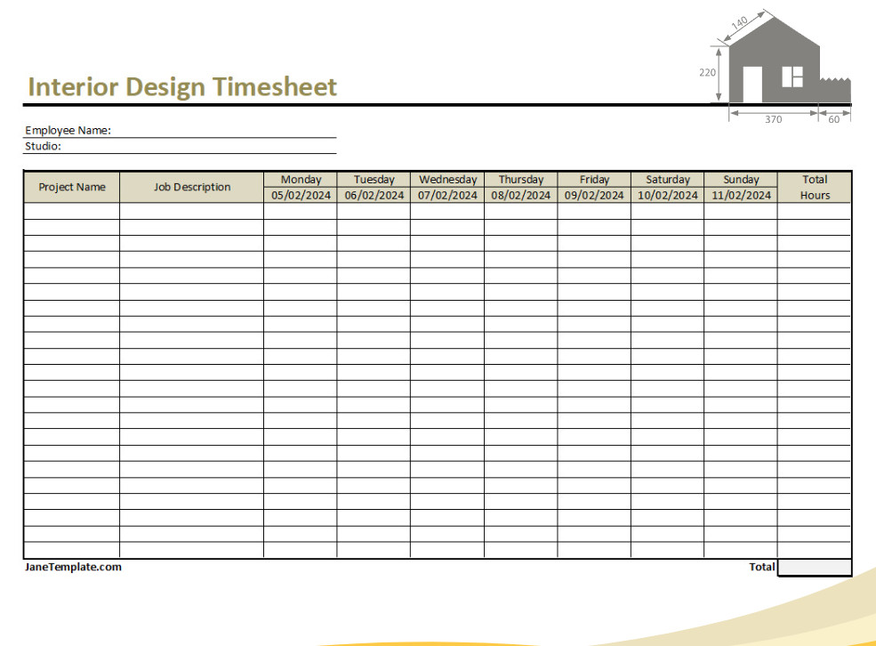 Printable Interior Design Timesheet Template