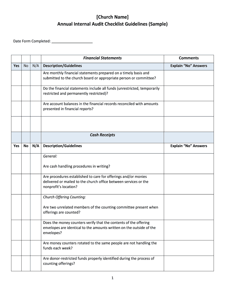 sample internal audit checklist template