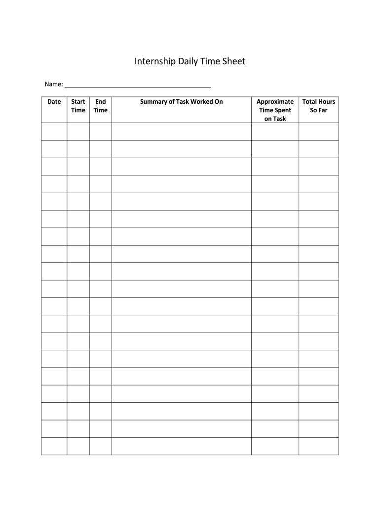 sample intern timesheet template