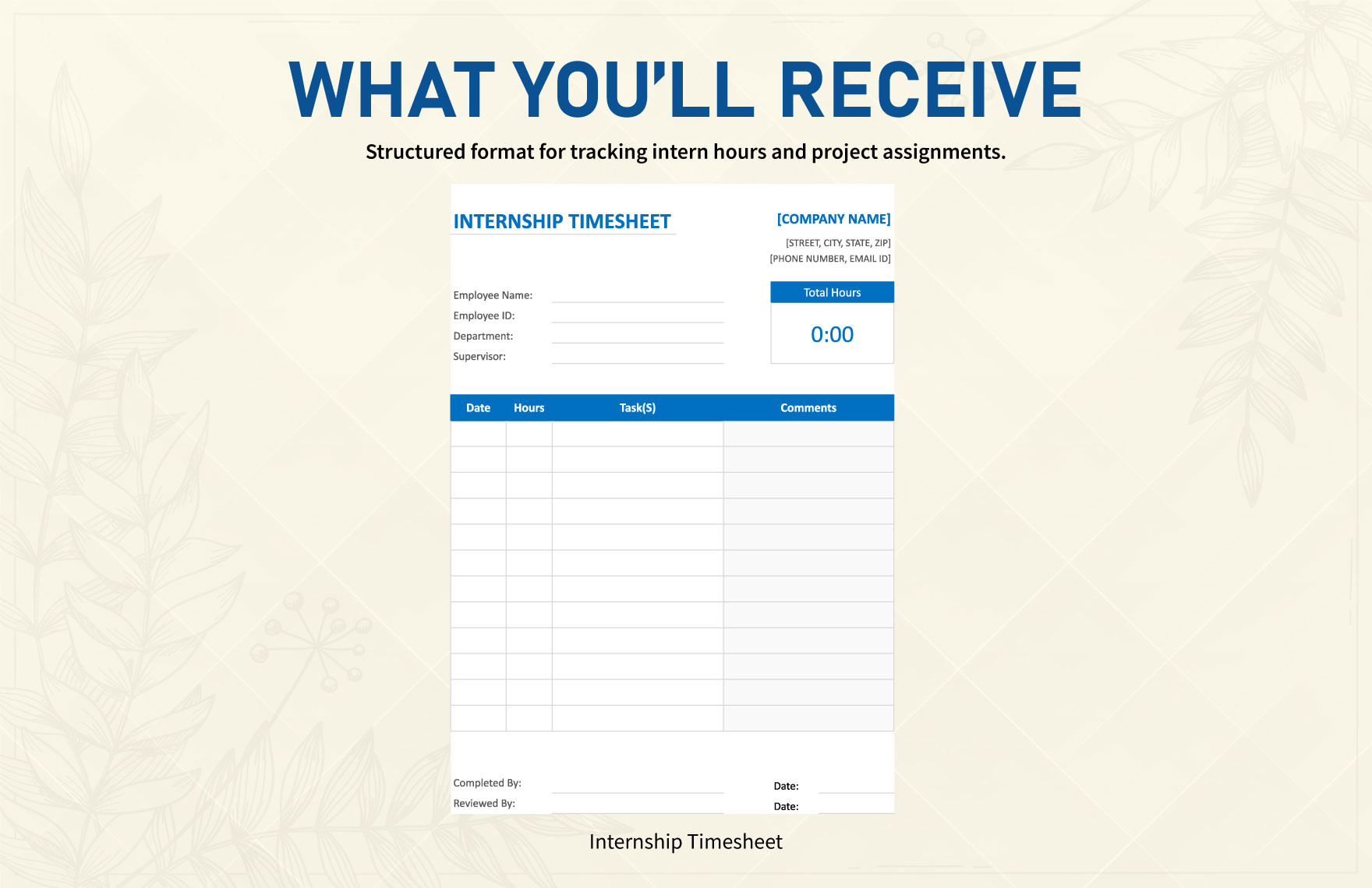 sample intern timesheet template