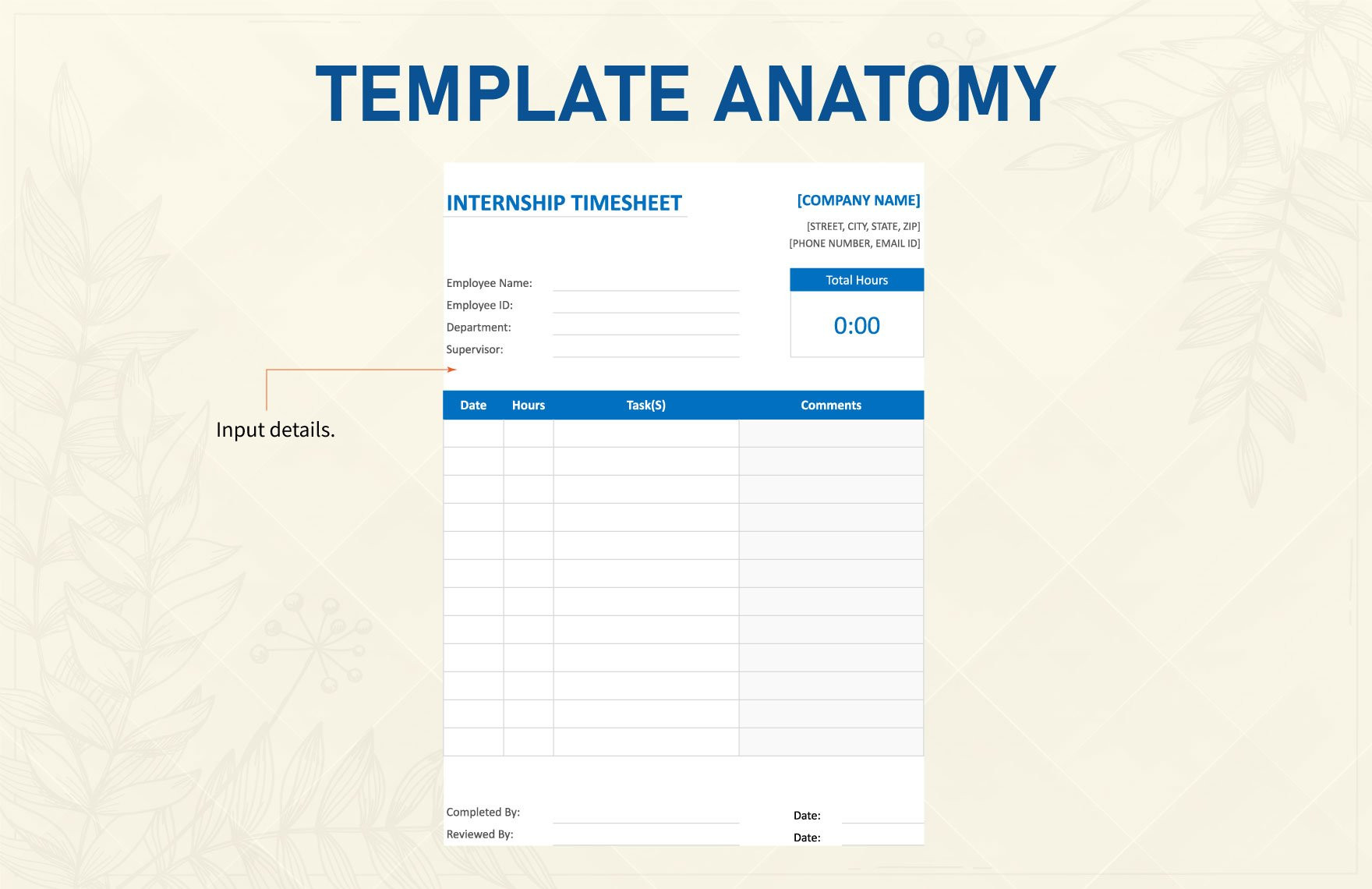 sample intern timesheet template