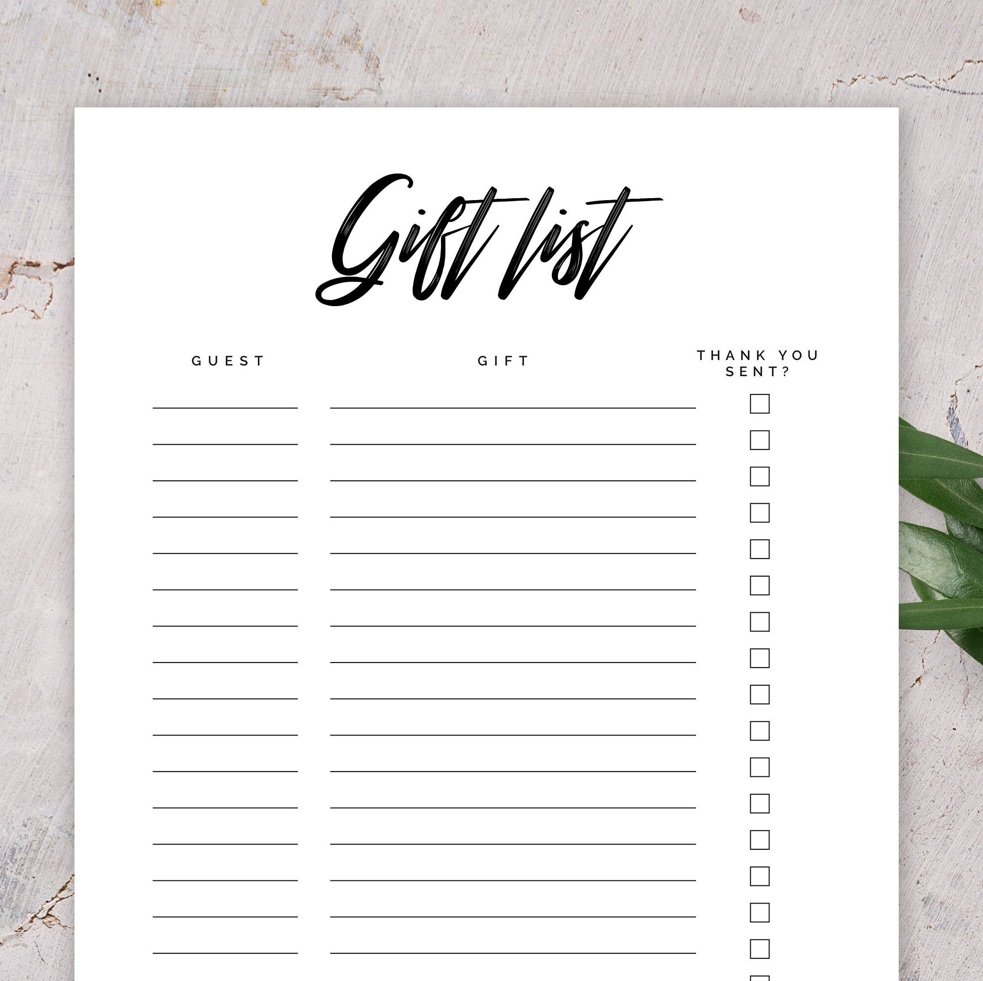 sample Wedding Gift List Template