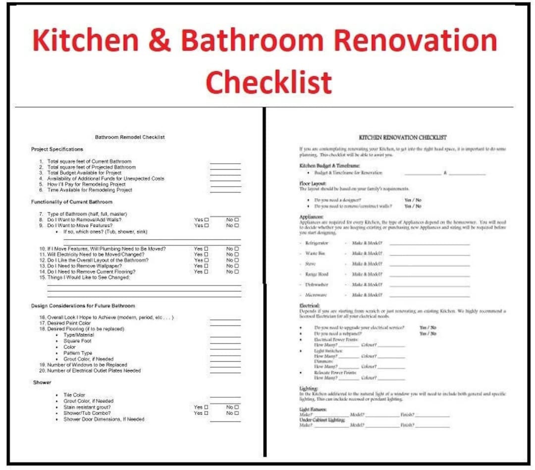 sample bathroom remodel checklist template