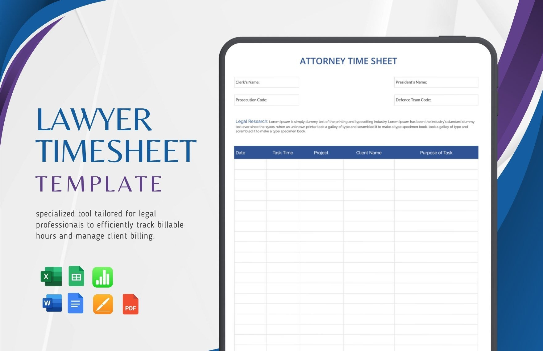 sample legal timesheet template