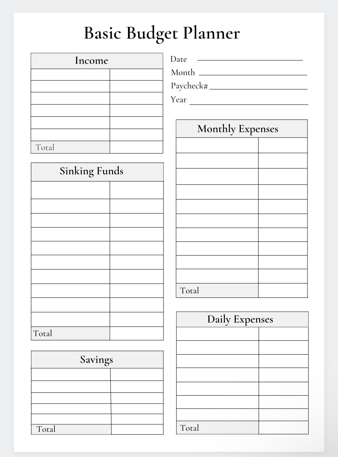 sample daily budget template