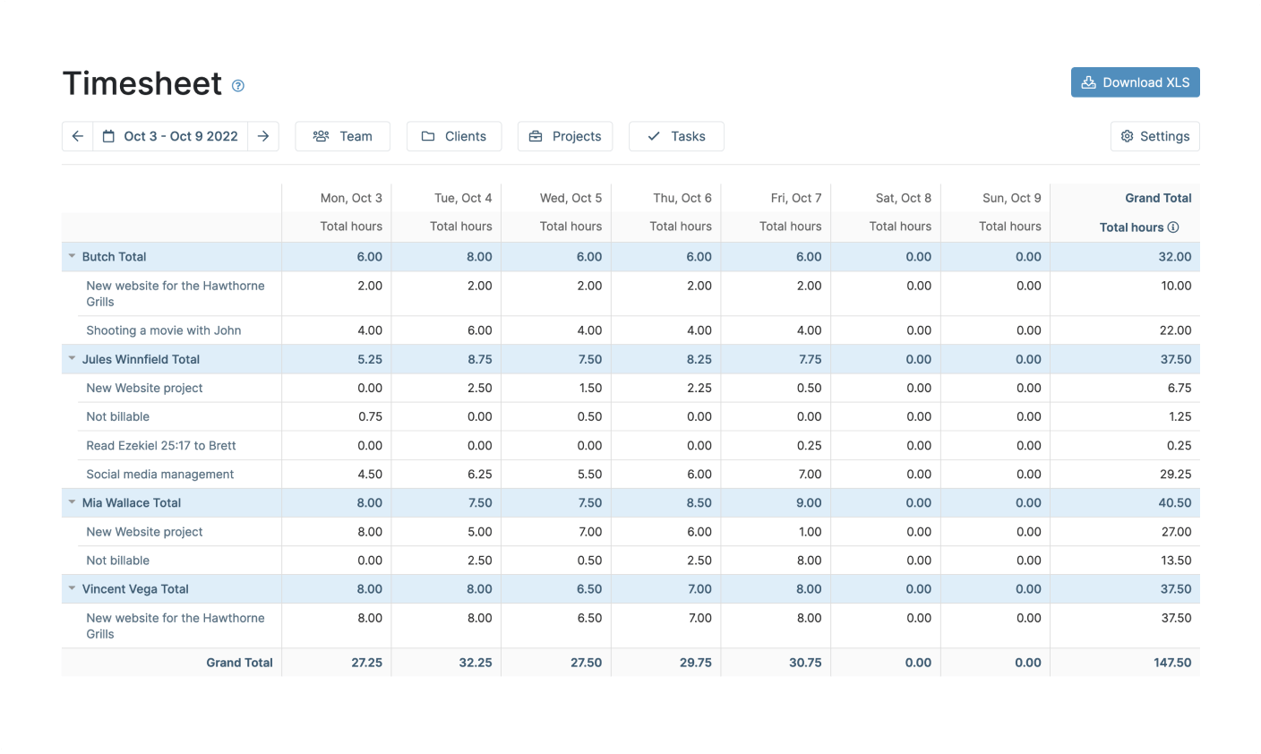 sample standard timesheet template