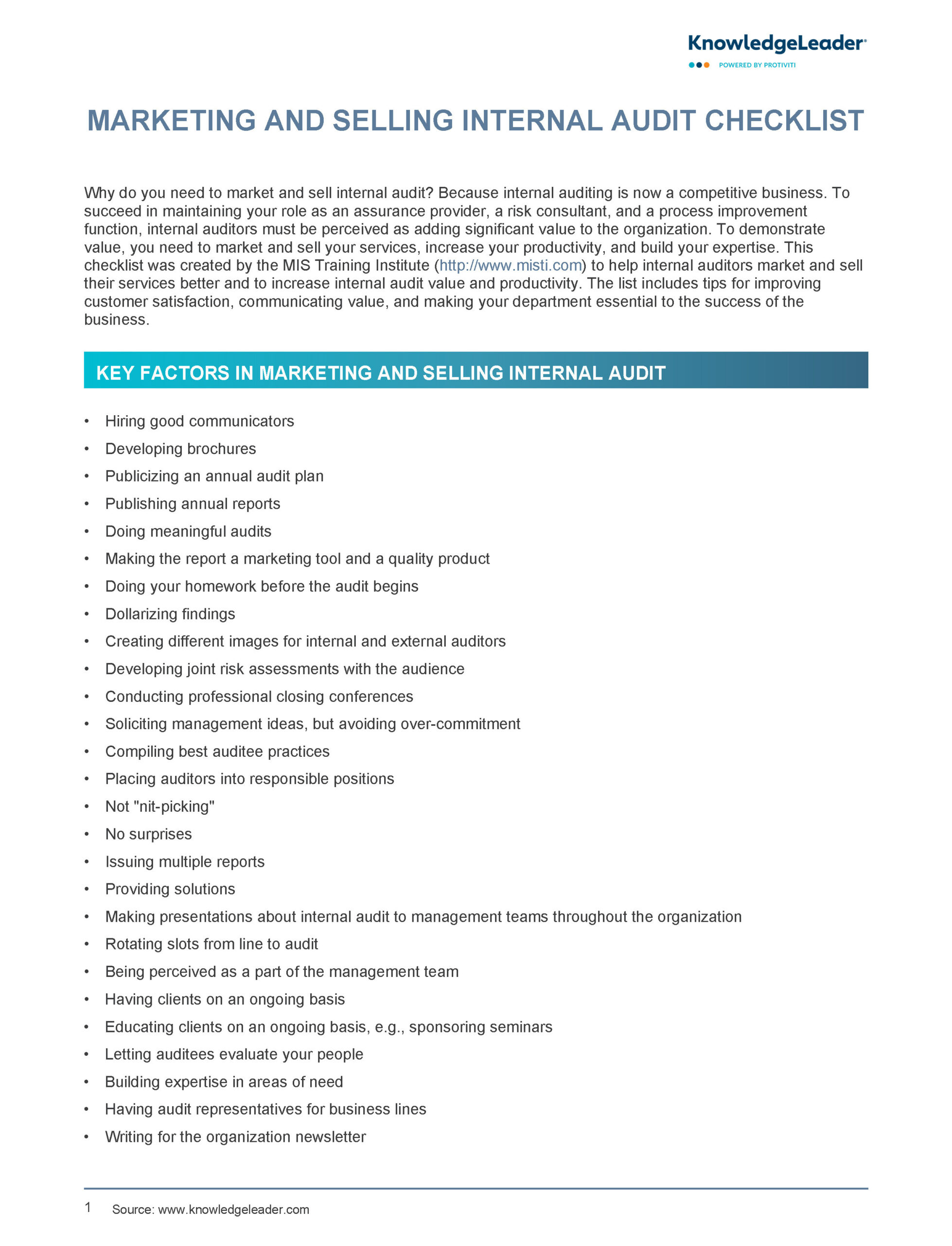 sample internal audit checklist template