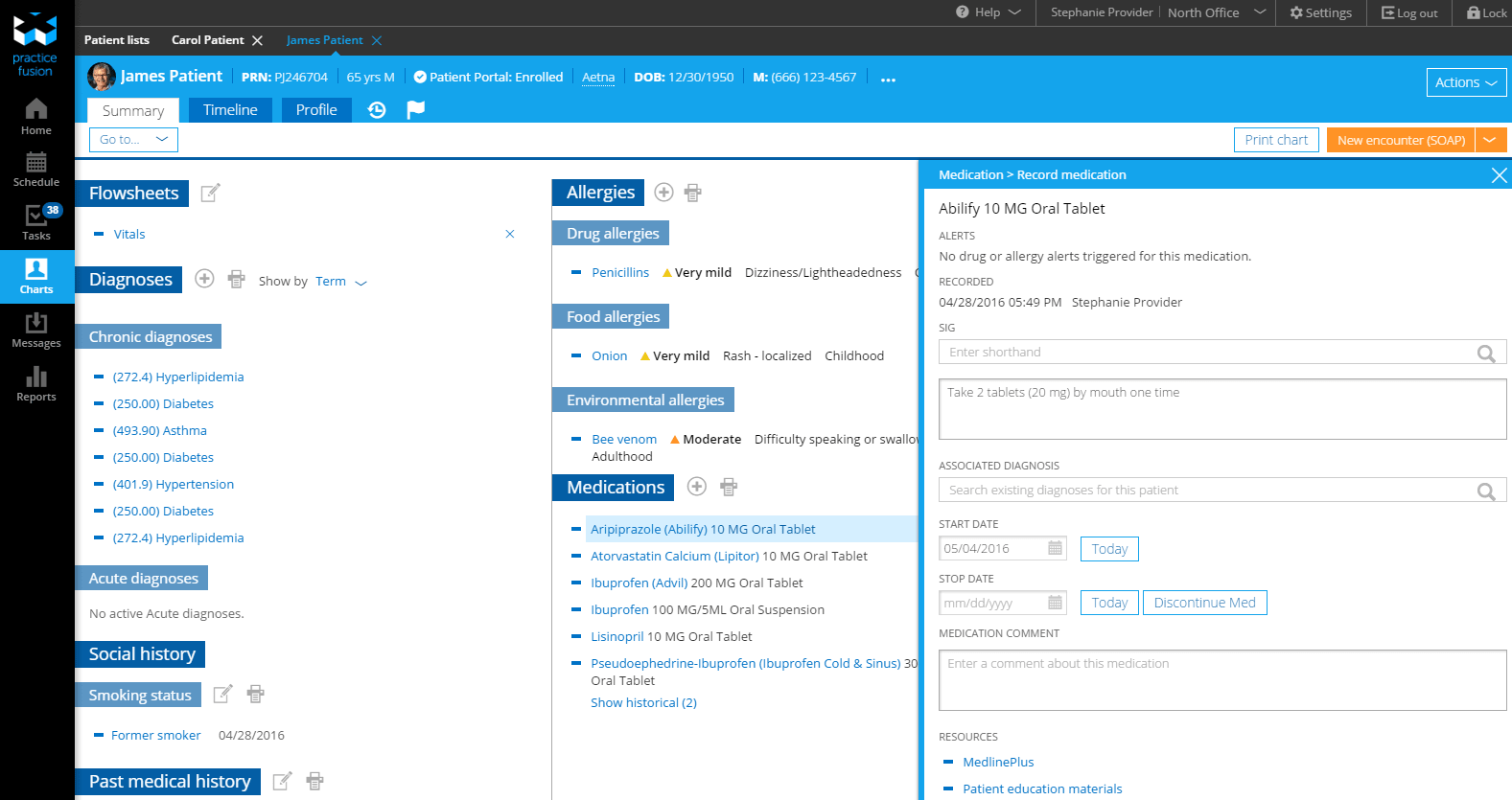 sample patient chart template