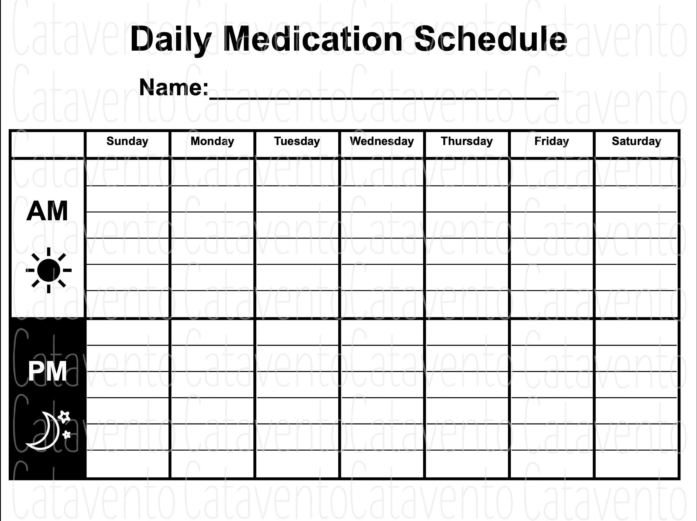 sample medication chart template