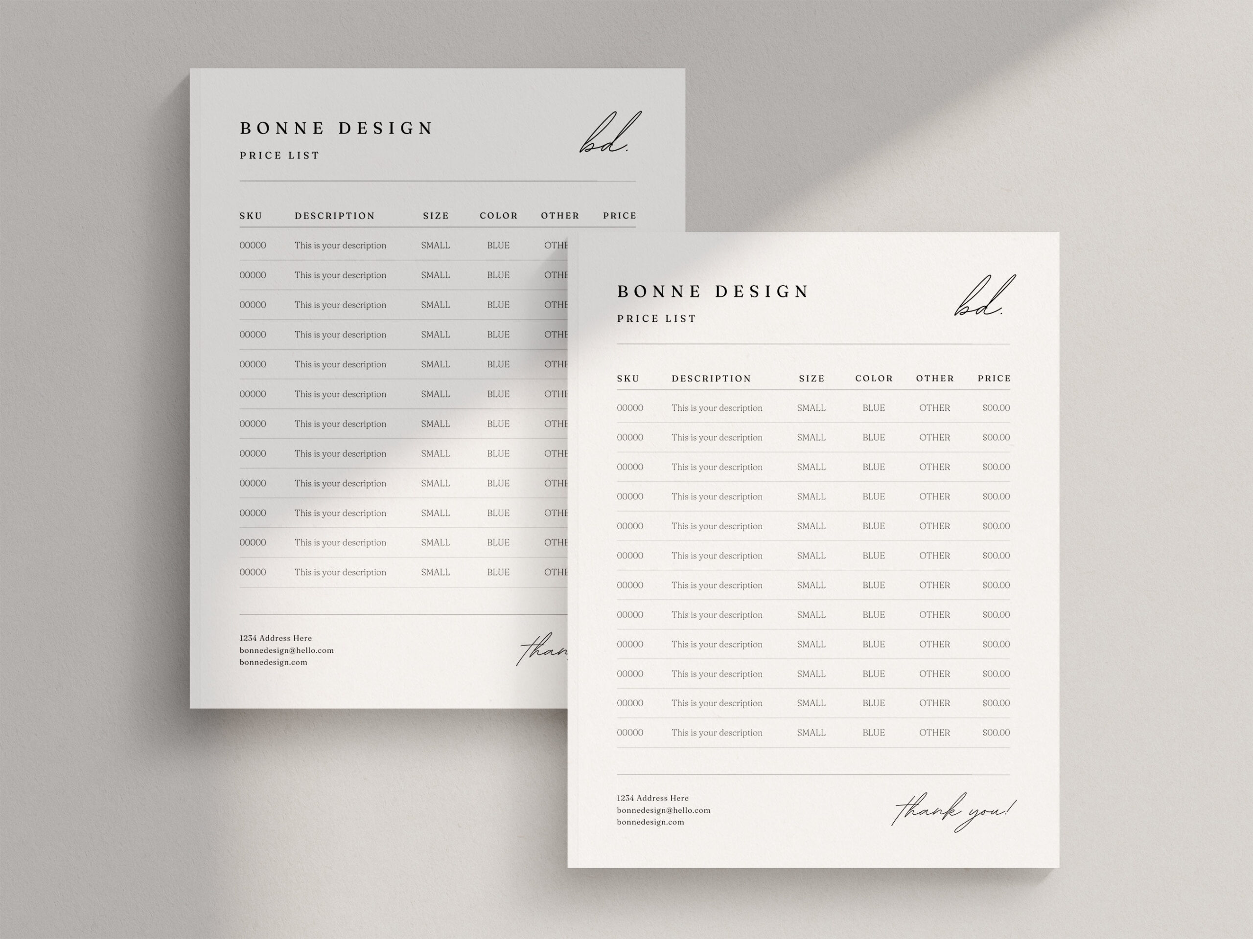 sample wholesale price list template