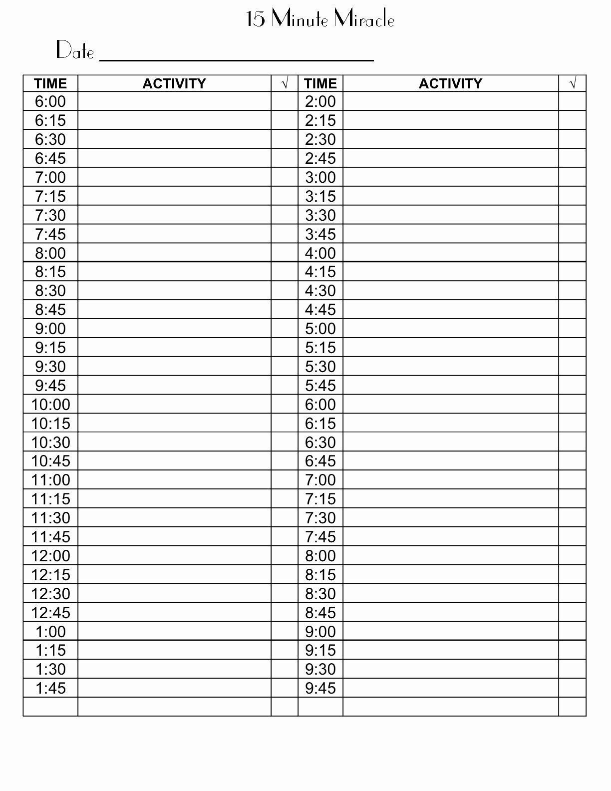 sample 15 minute timesheet template