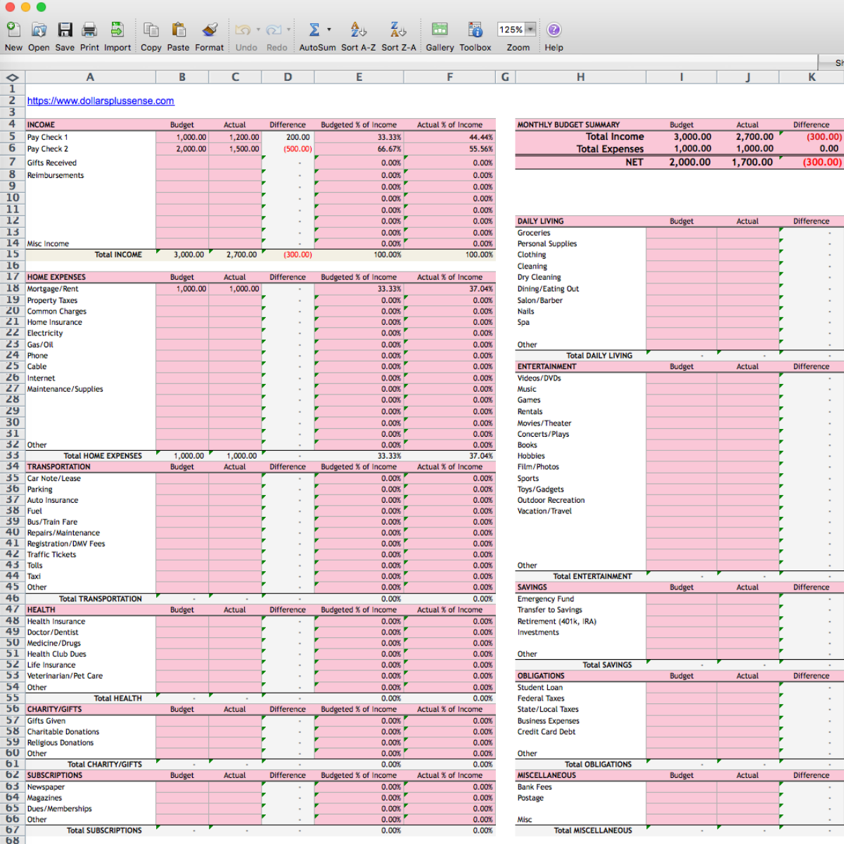 sample household yearly budget template