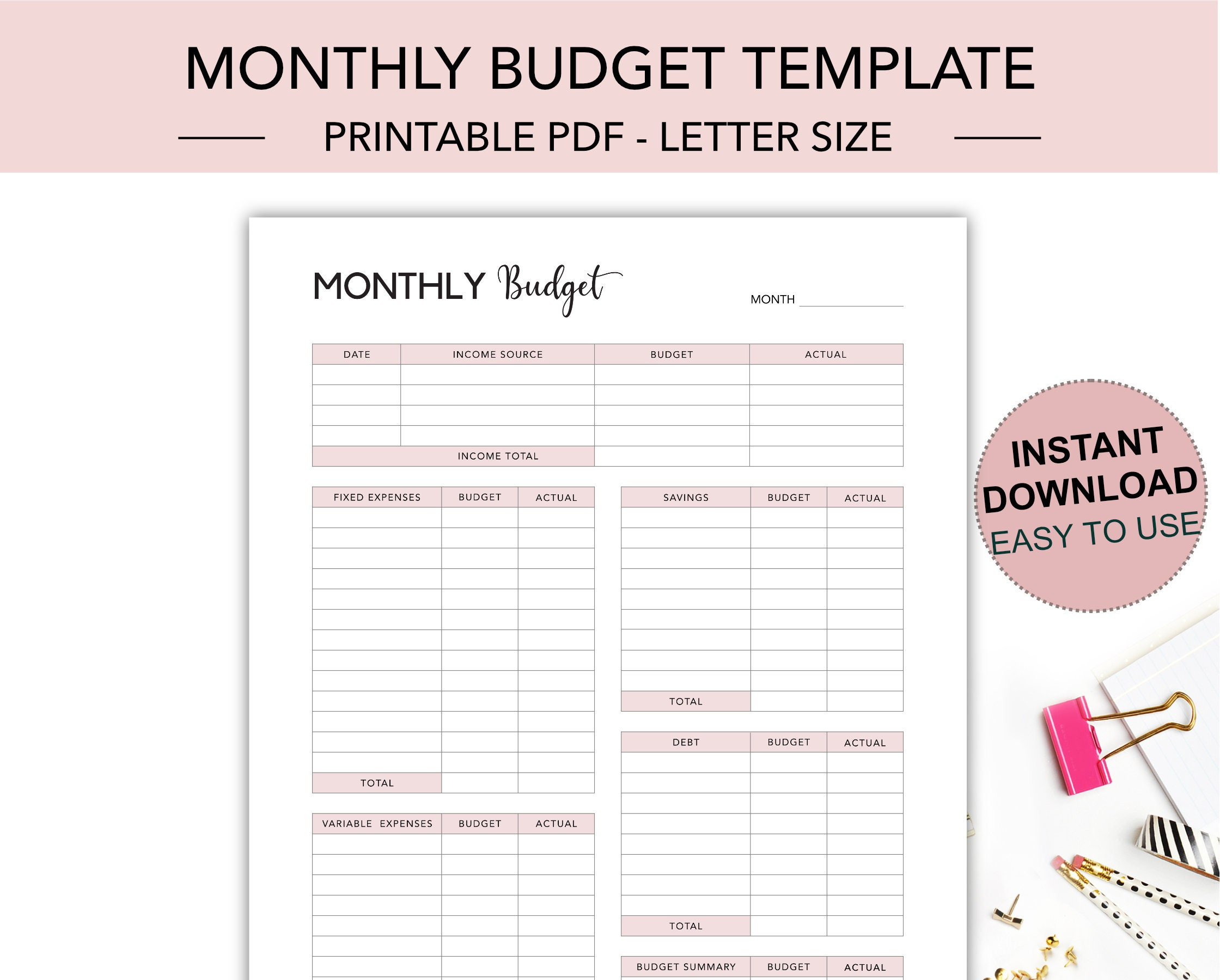 sample expenses budget template