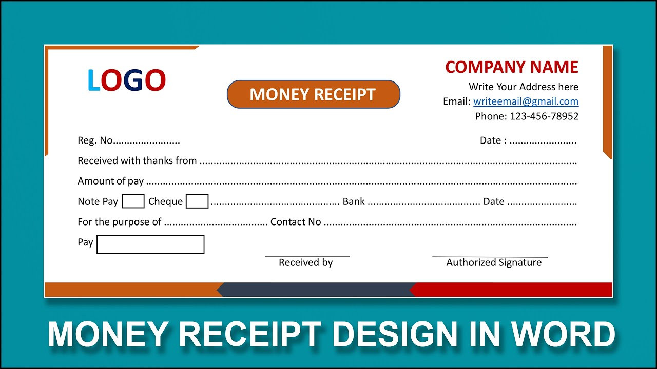 sample money receipt template