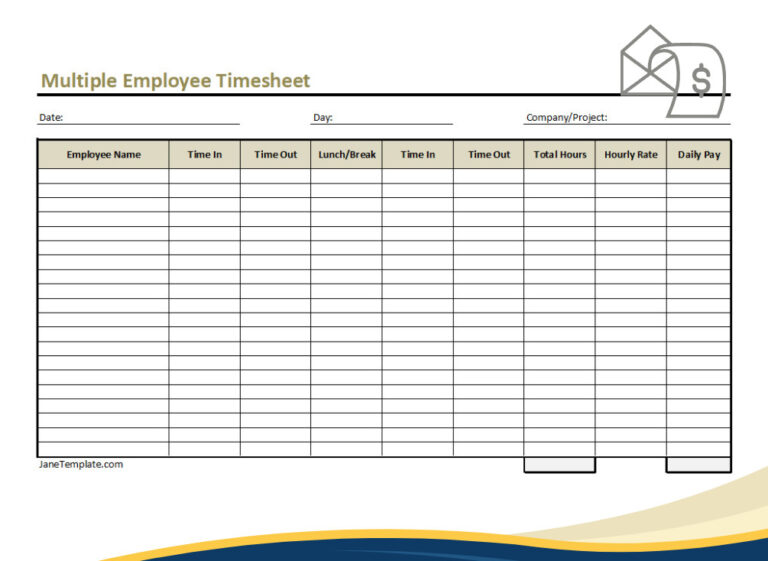 Printable Multiple-Employee Timesheet Template