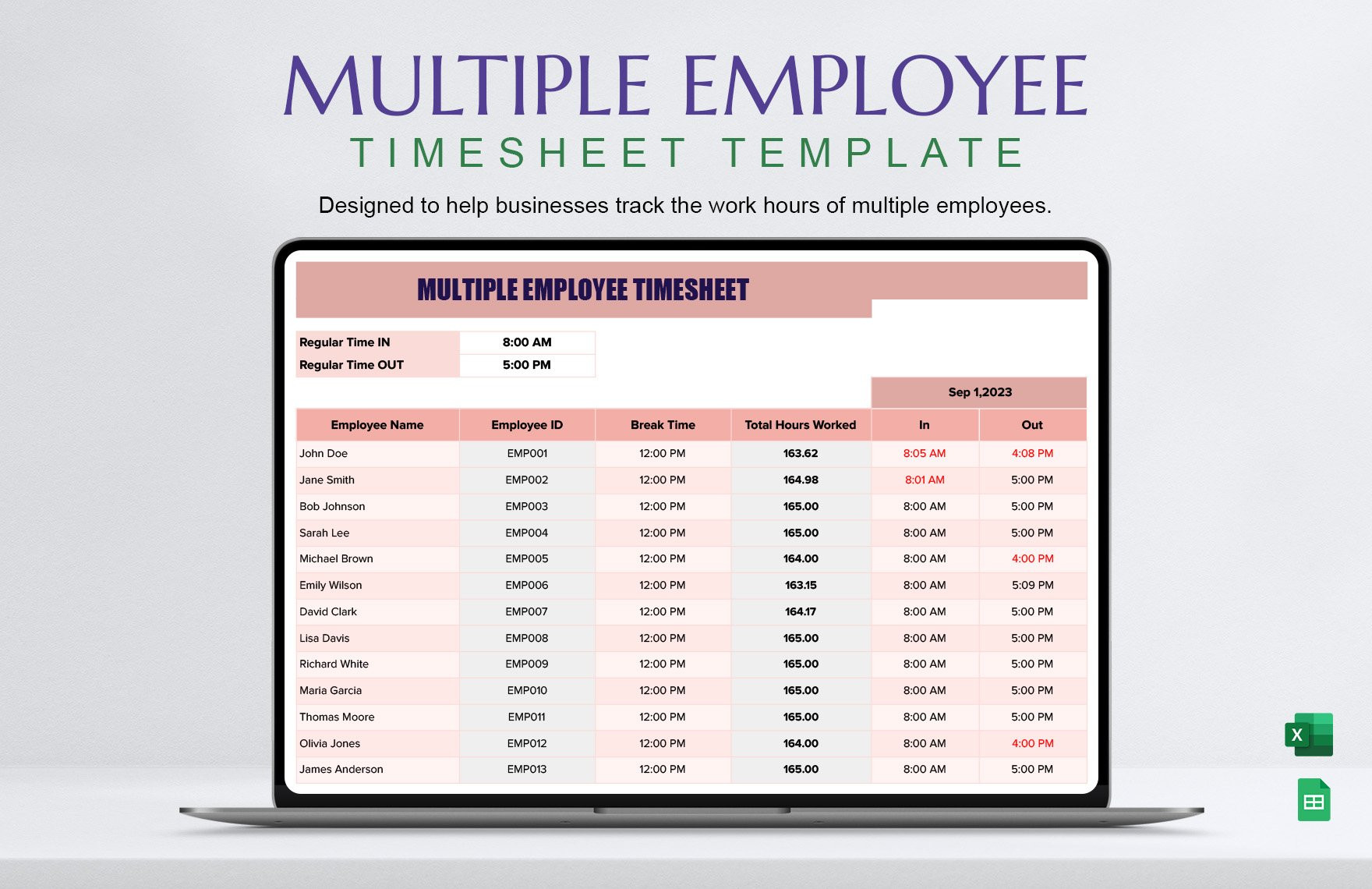 sample multi employee timesheet template