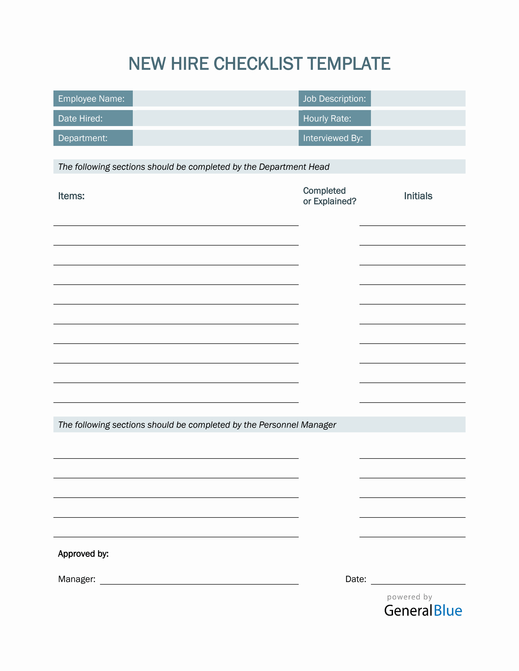 sample new hire employee checklist template