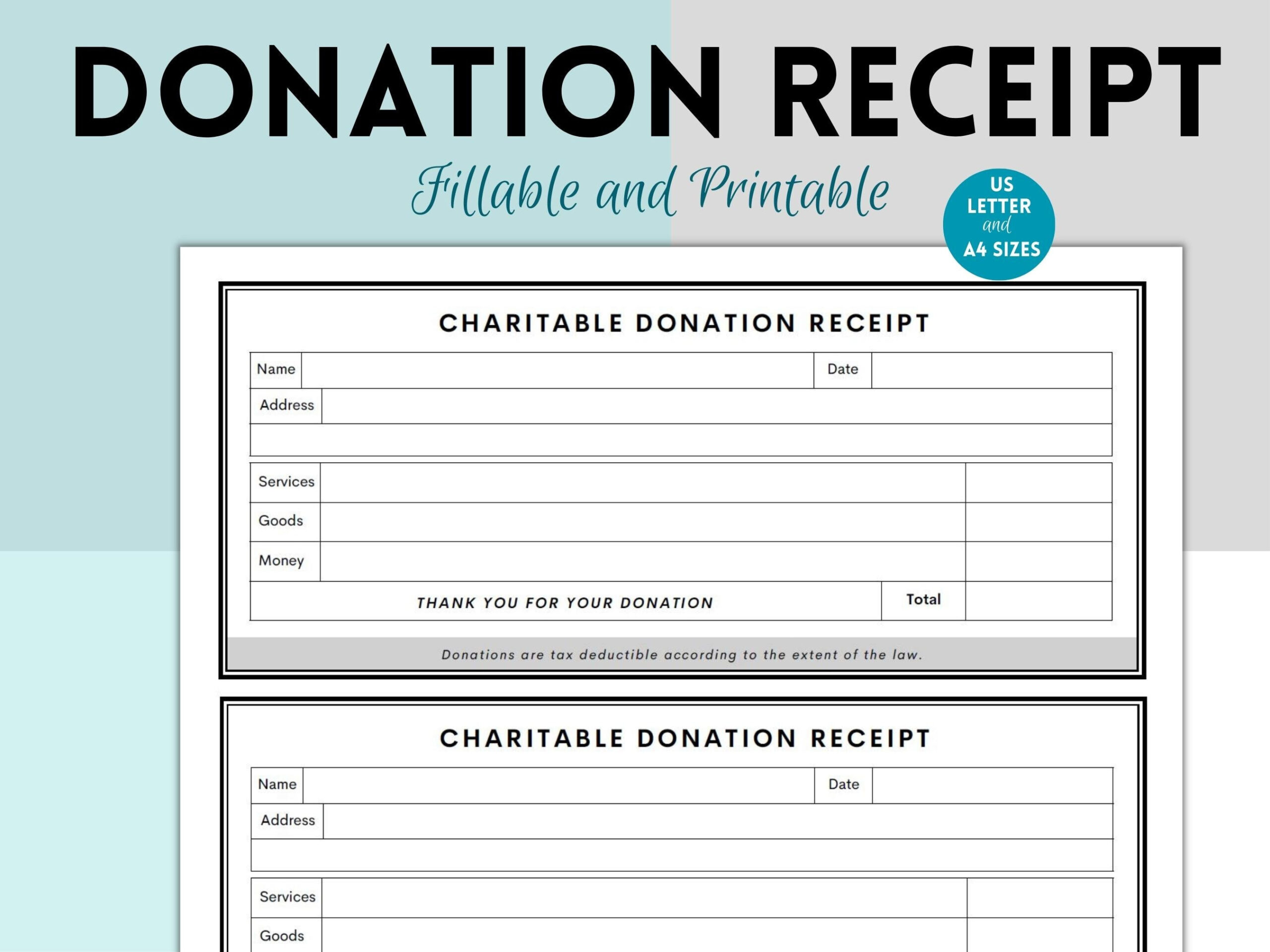 sample charitable donations receipt template