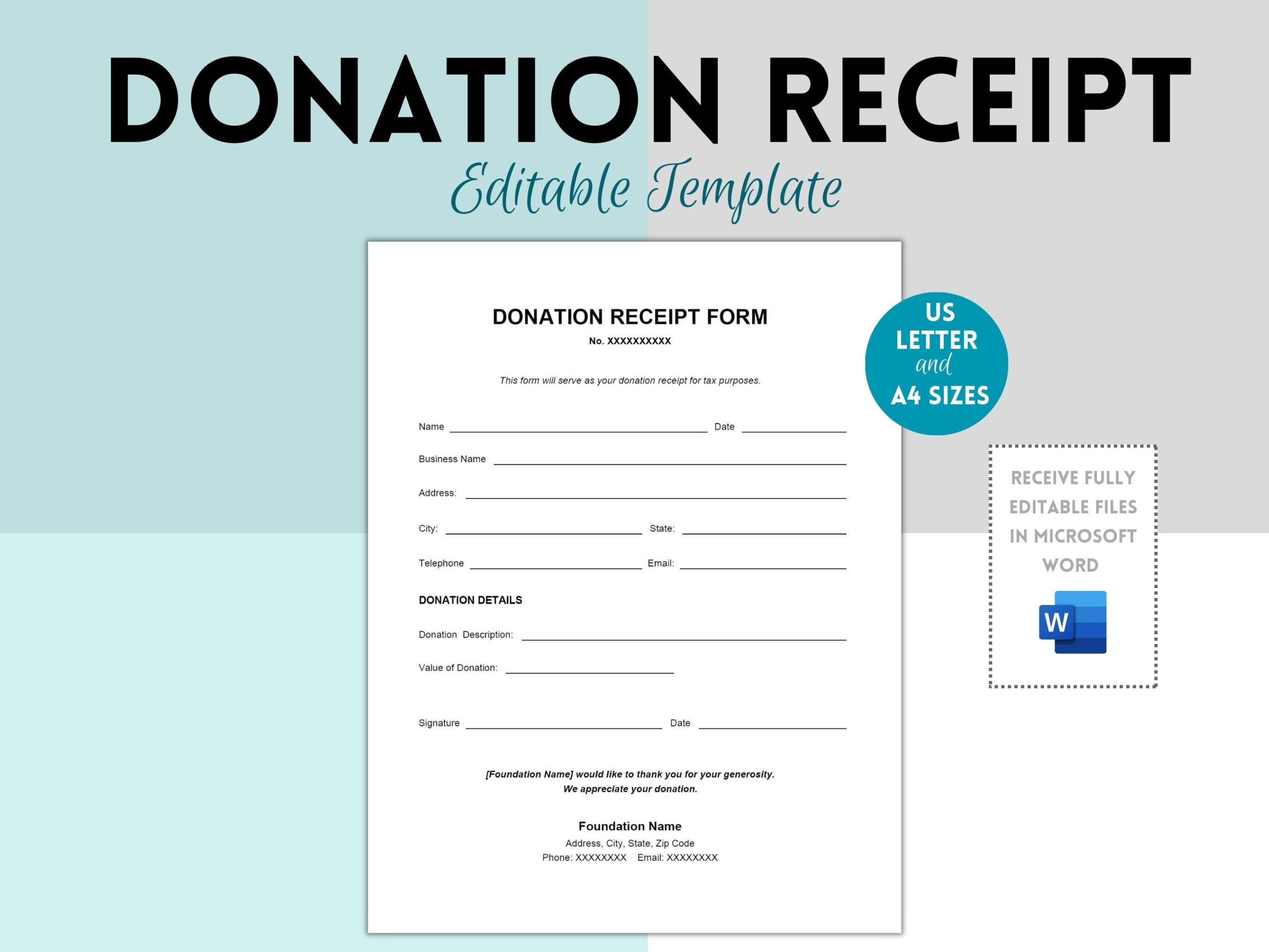 sample charitable donations receipt template