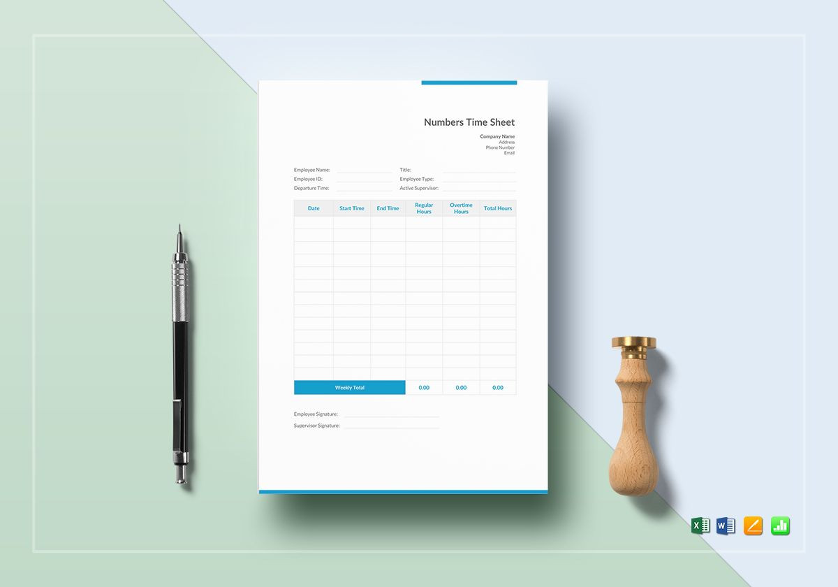 sample timesheet for numbers template