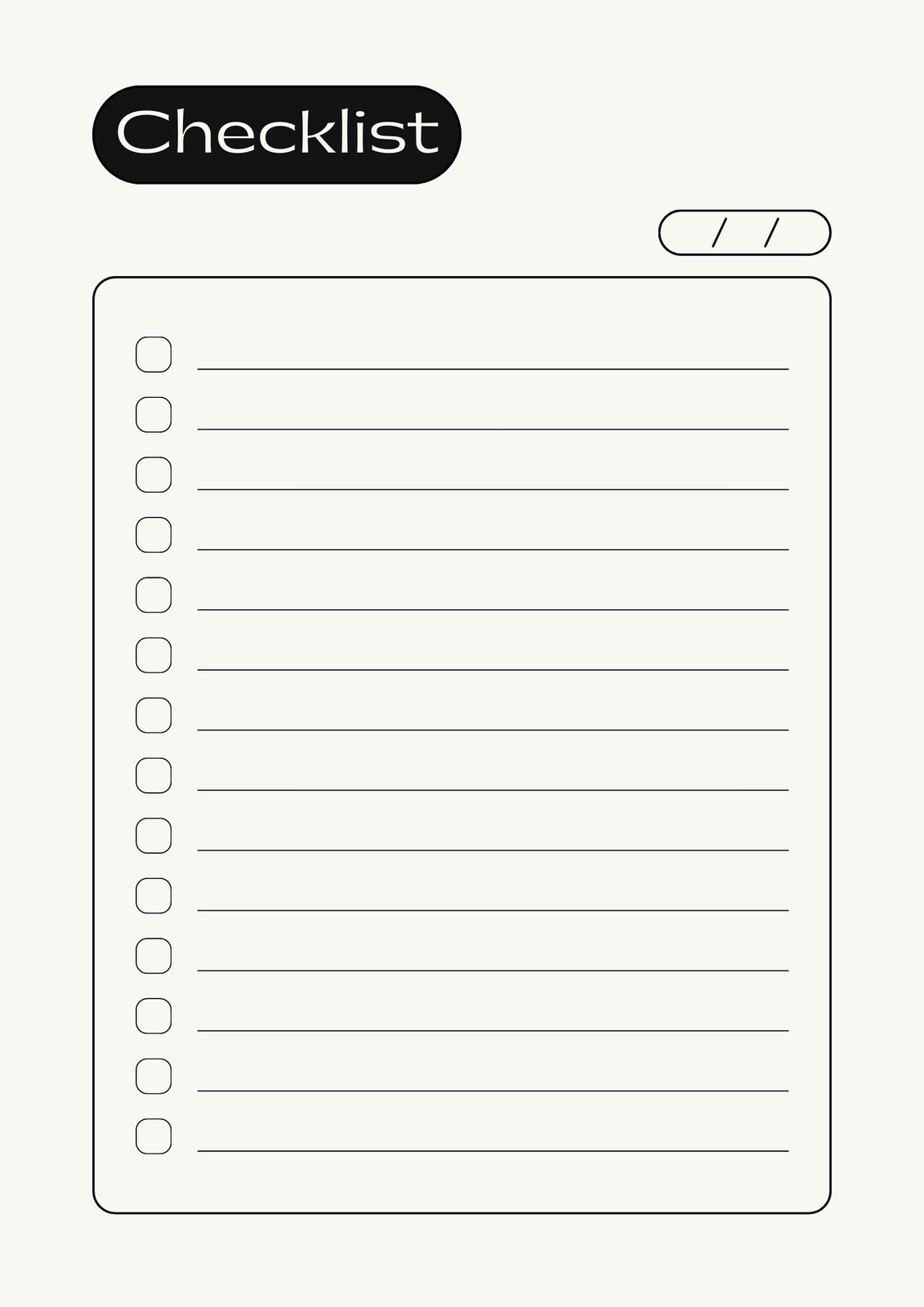 sample blank checklist template