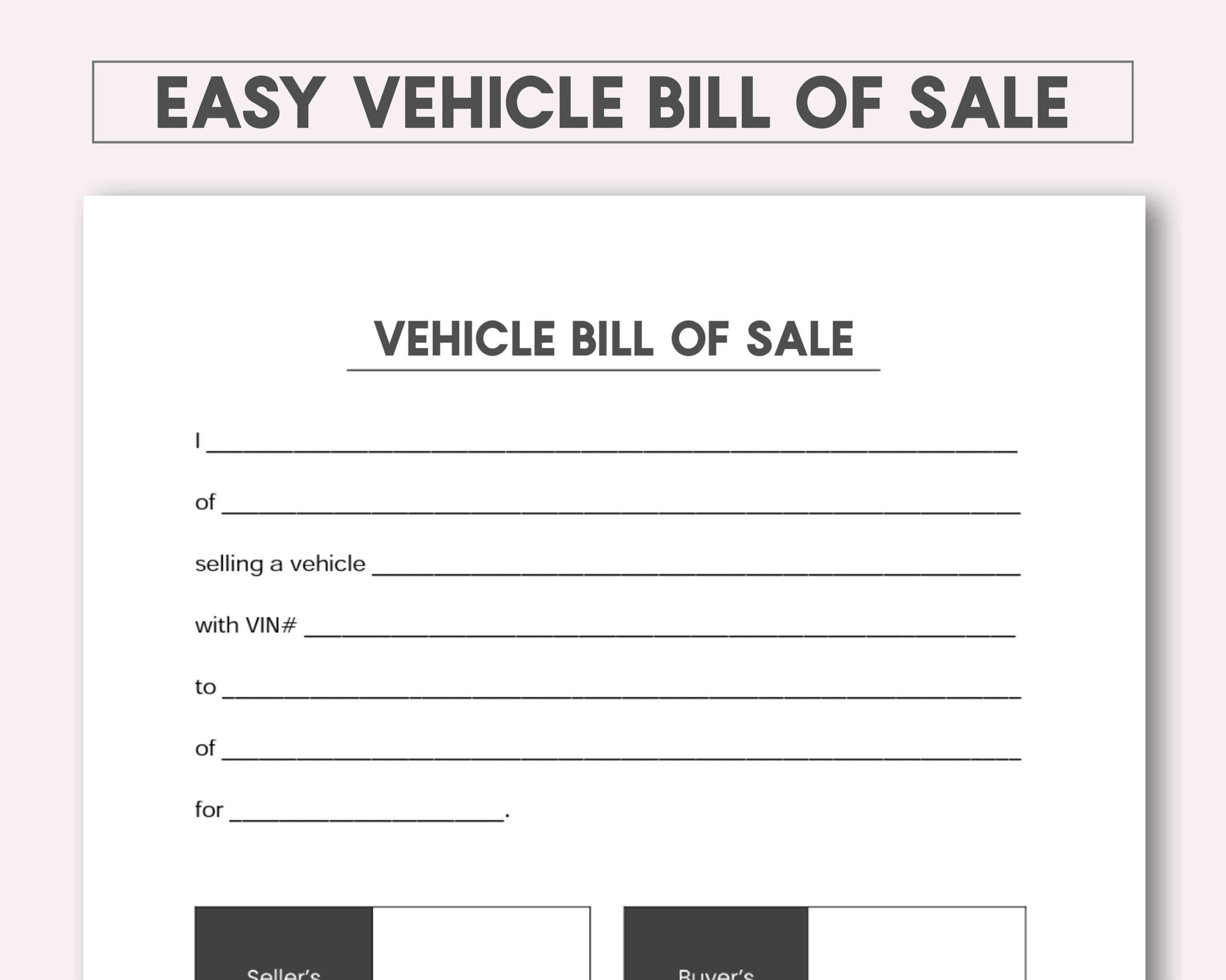 sample Motor Vehicle Bill of Sale Template