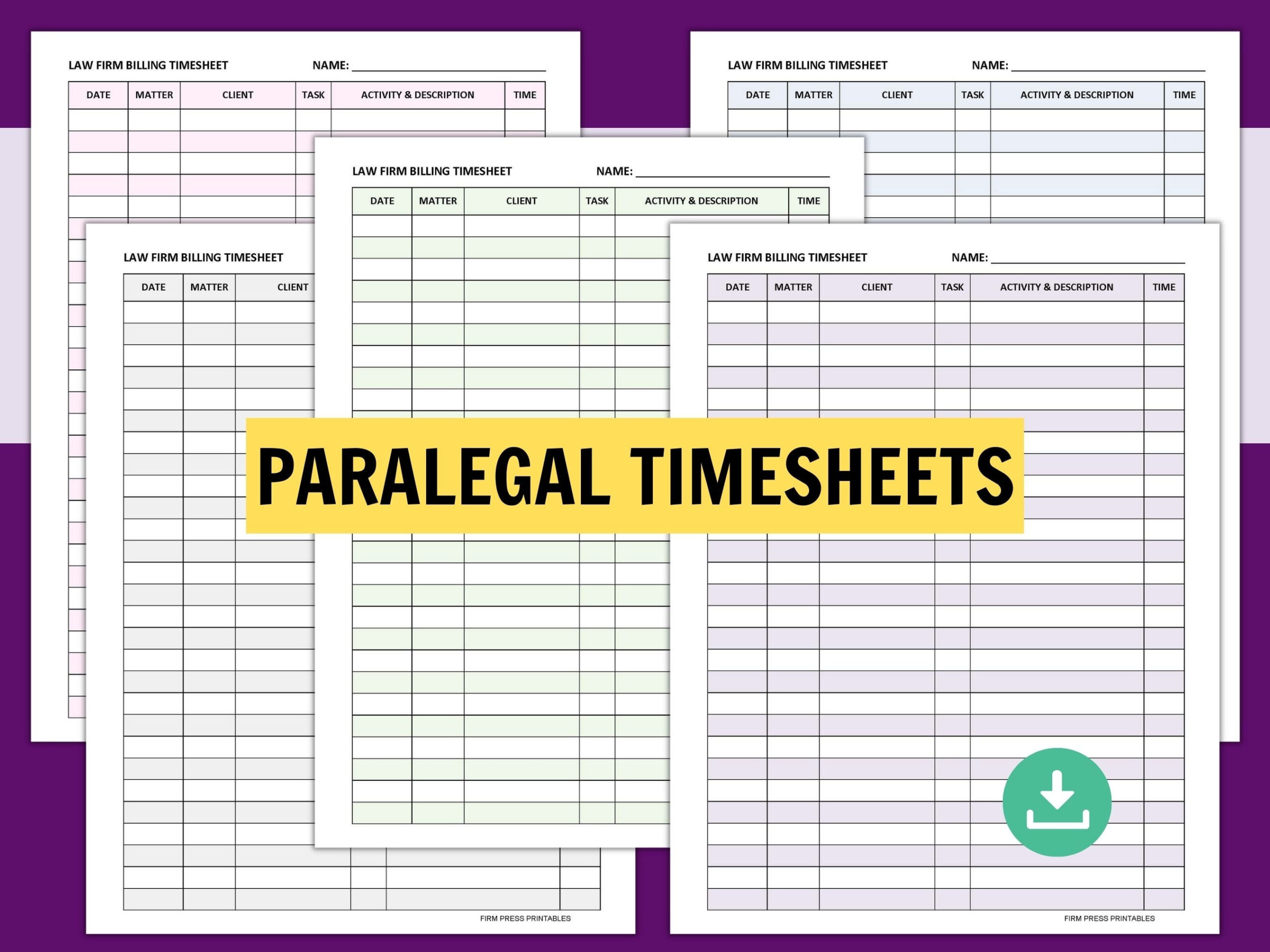 sample legal timesheet template