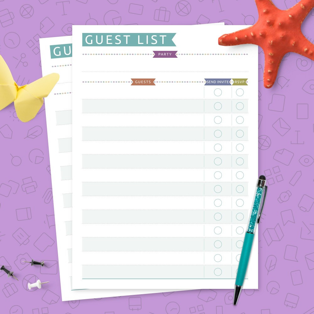 sample Birthday Party Guest List Template