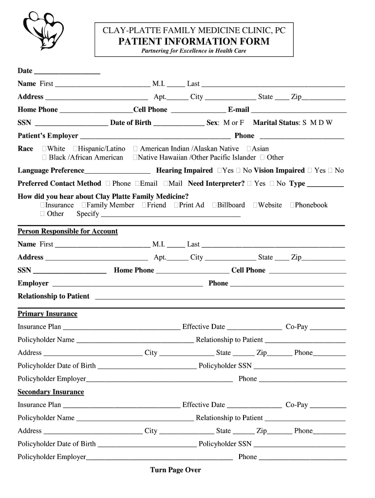 sample patient chart template