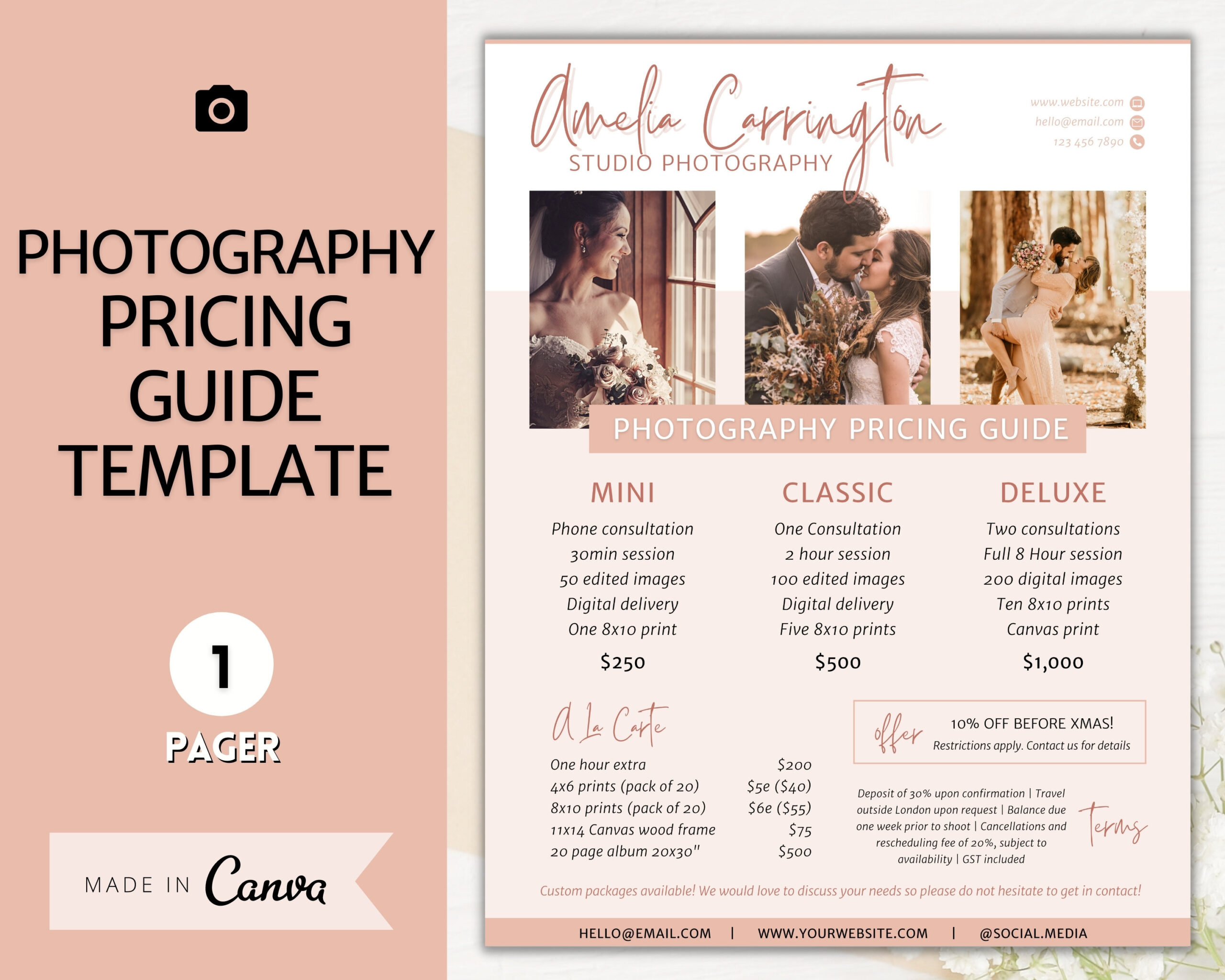 sample beginner photography price list template