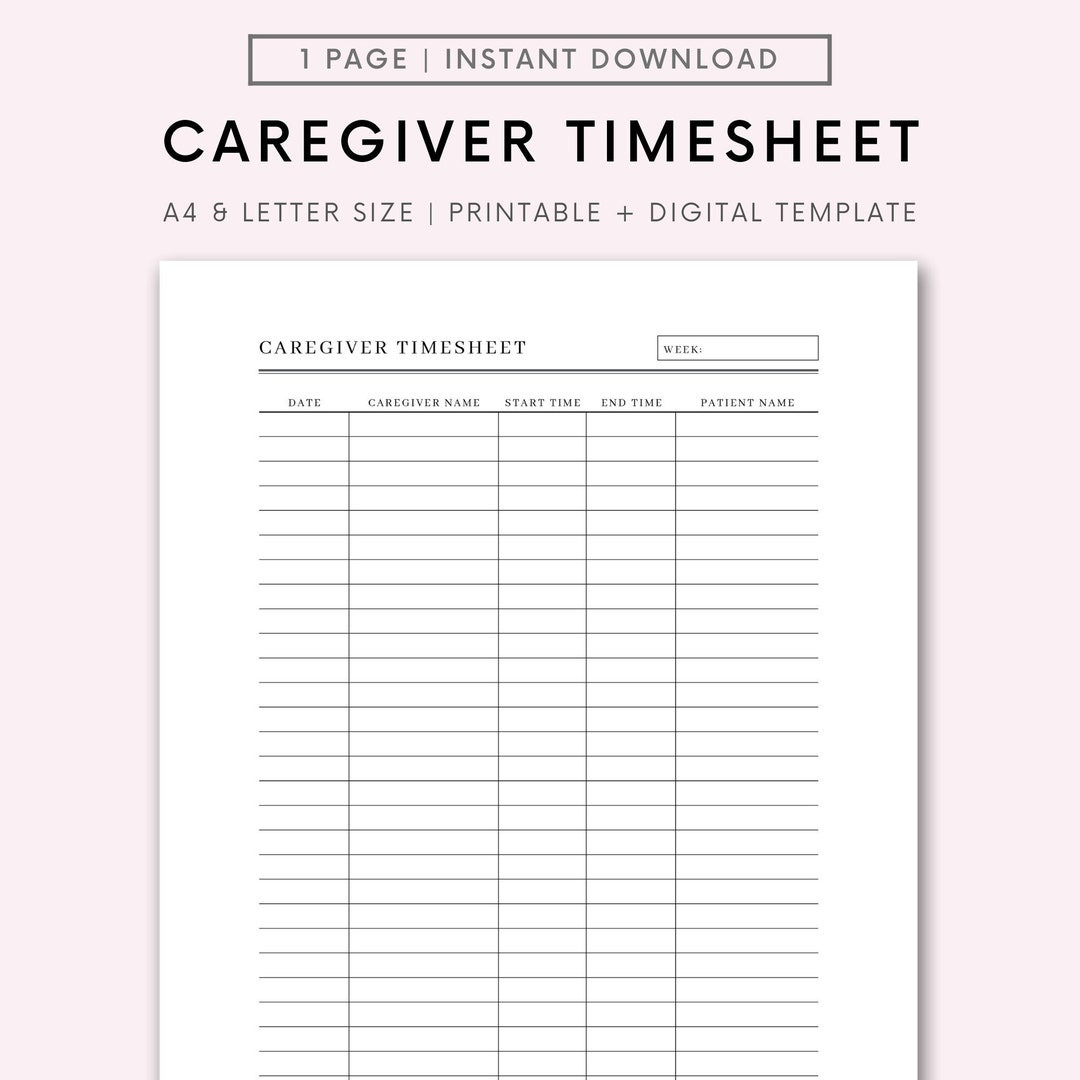 sample caregiver timesheet template