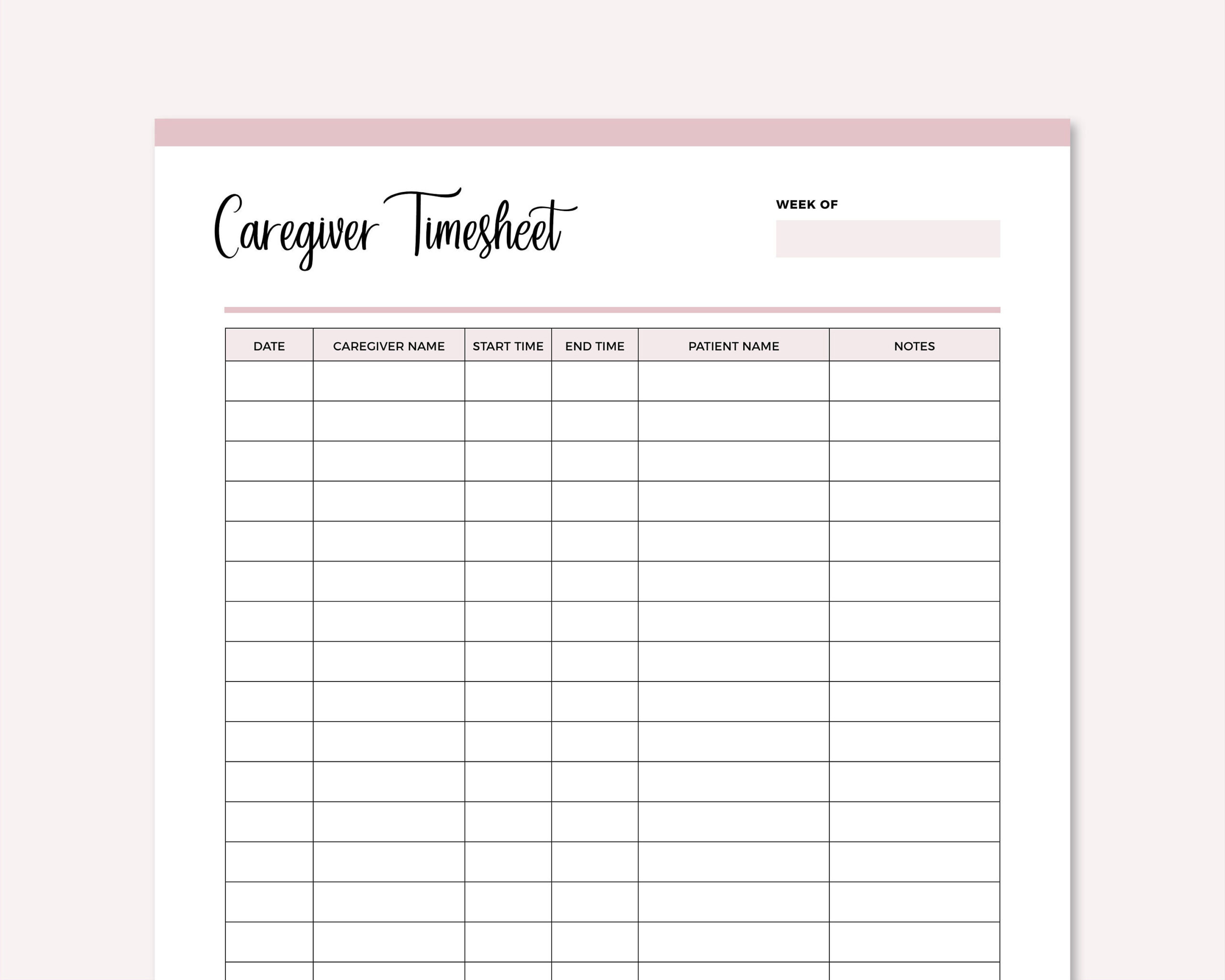 sample caregiver timesheet template