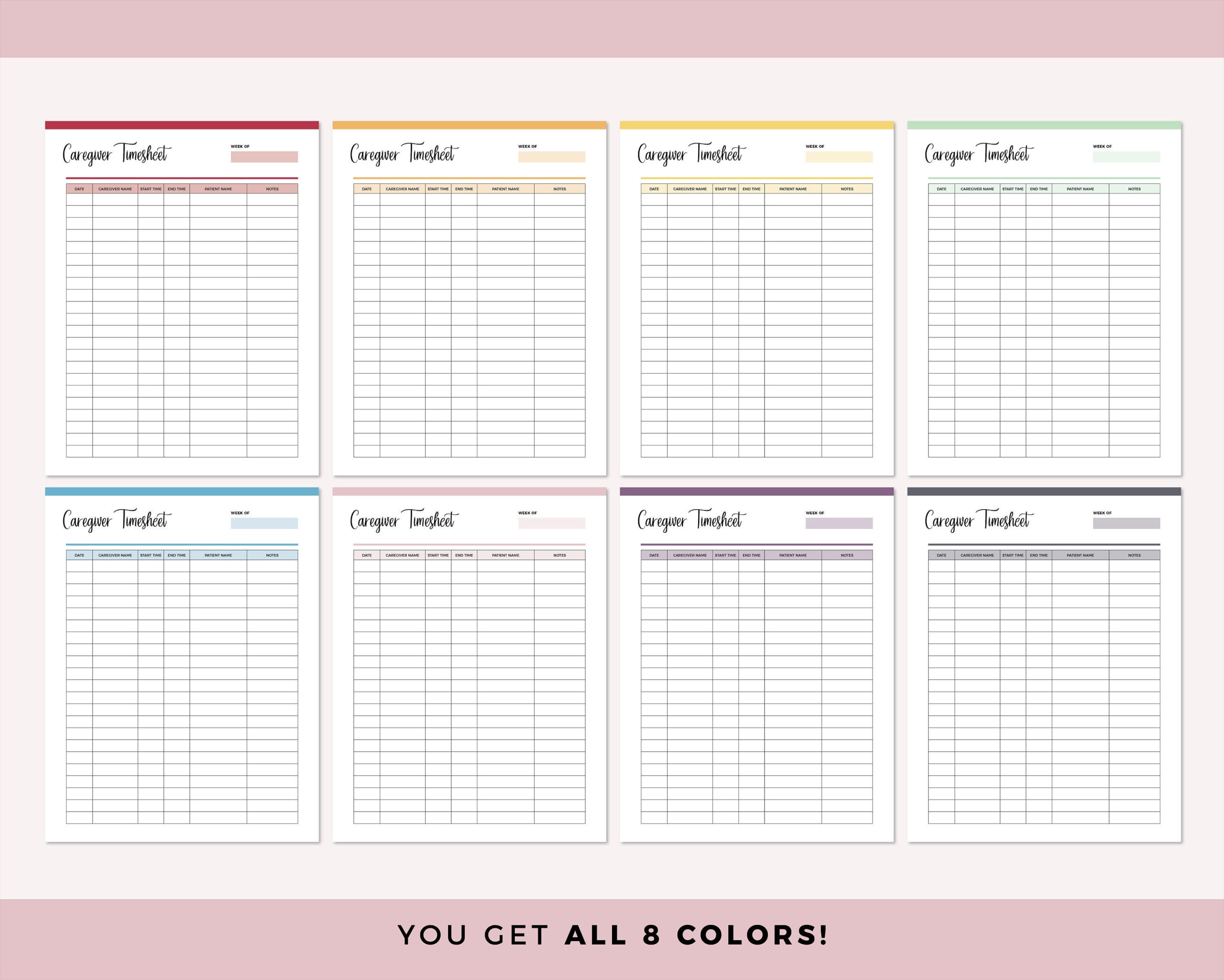 sample caregiver timesheet template