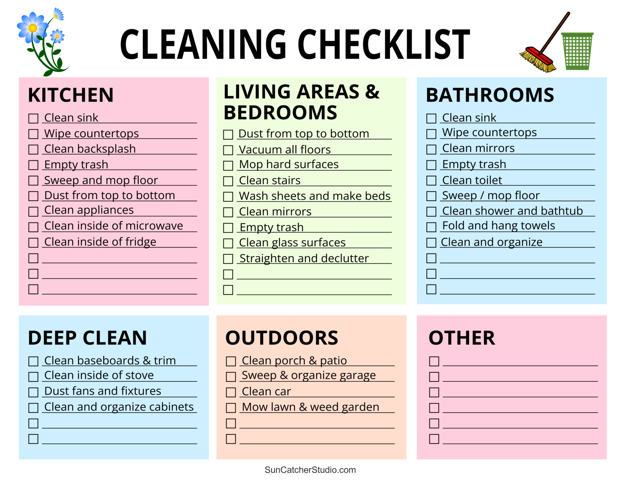 sample House Cleaning Checklist Template