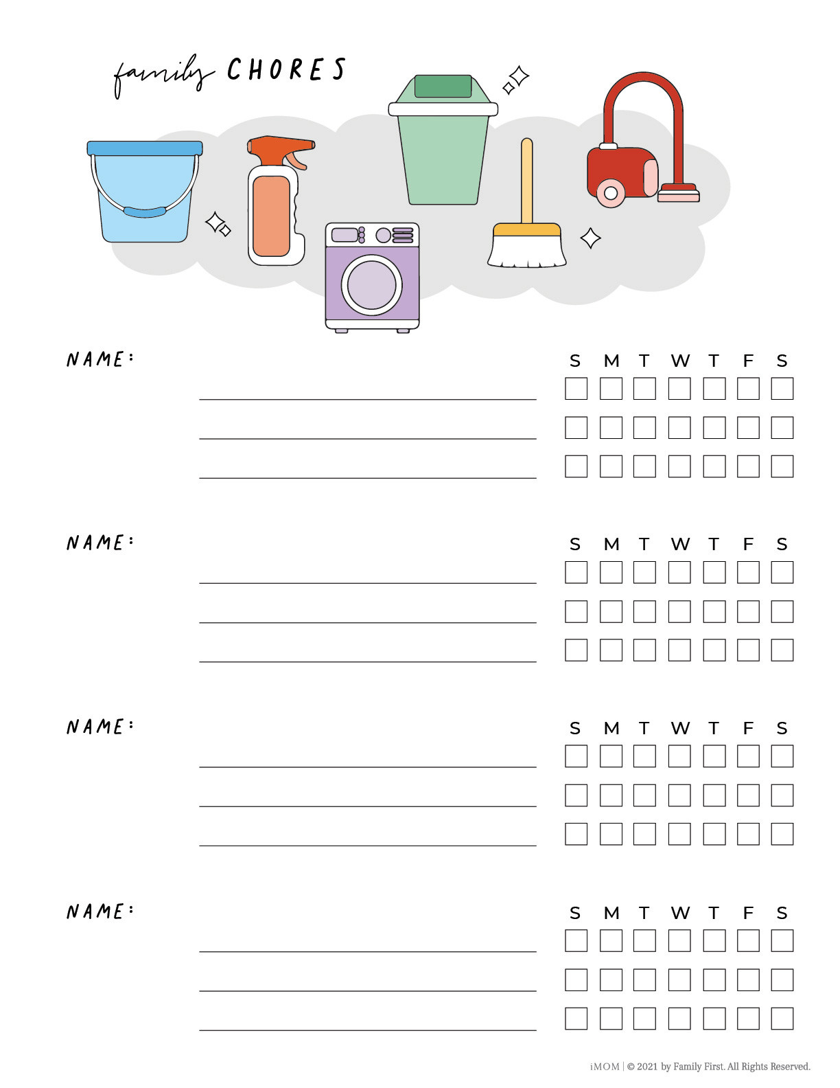 sample family chores chart template