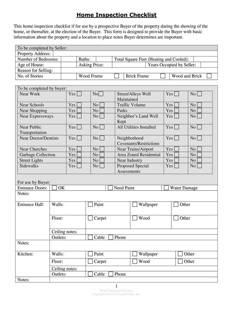 sample Property Inspection Checklist Template