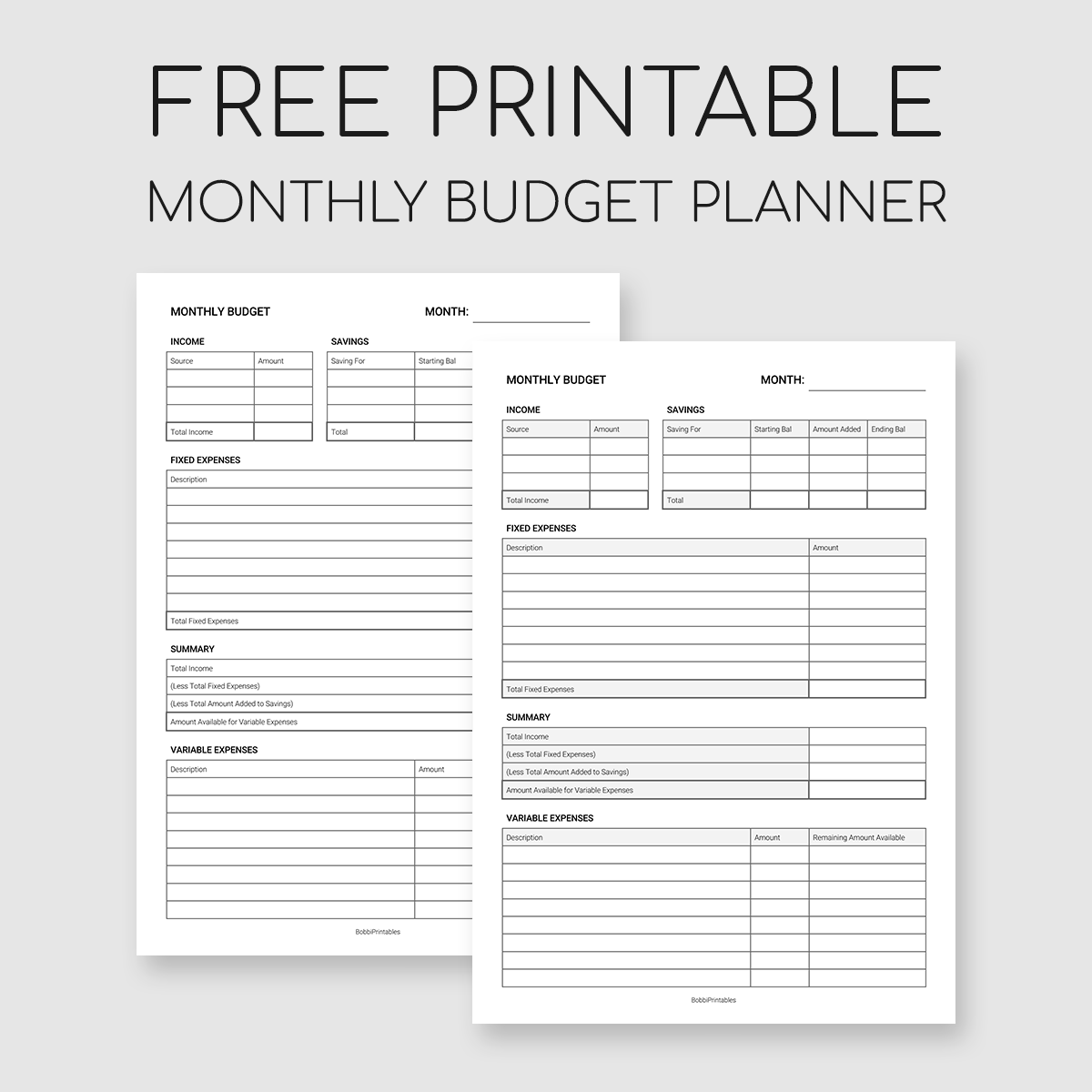 sample blank monthly budget template