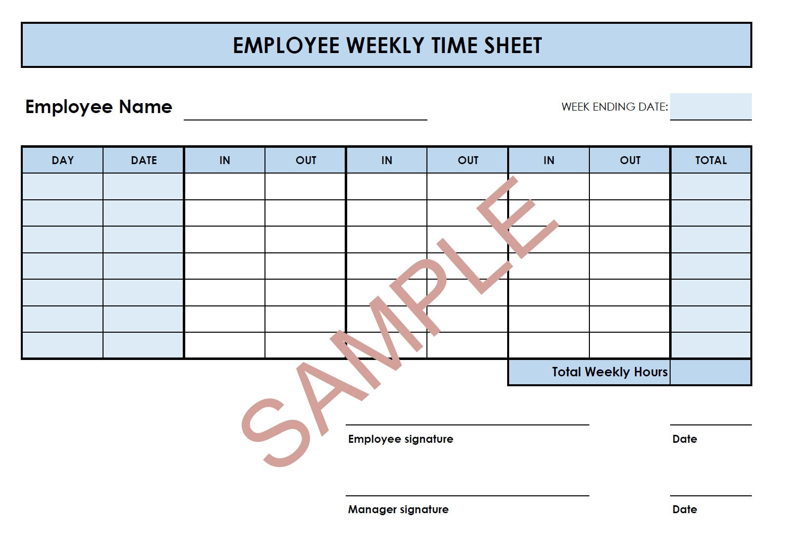 sample timesheet printable template