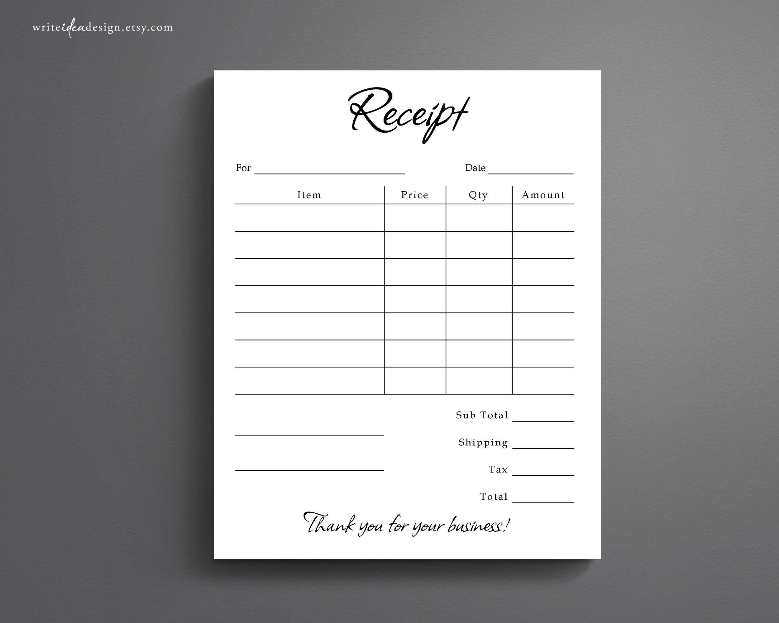 sample small business sales receipt template