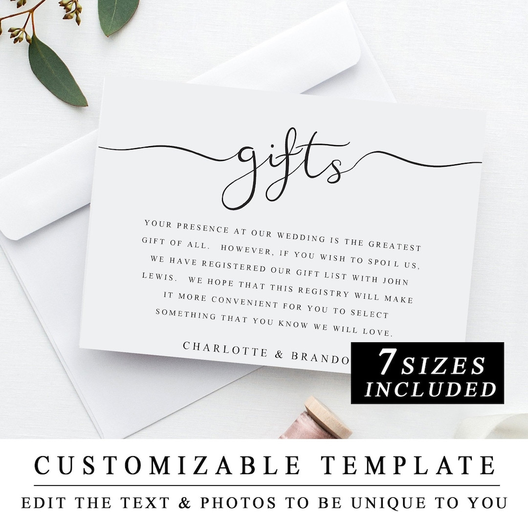 sample Wedding Gift List Template