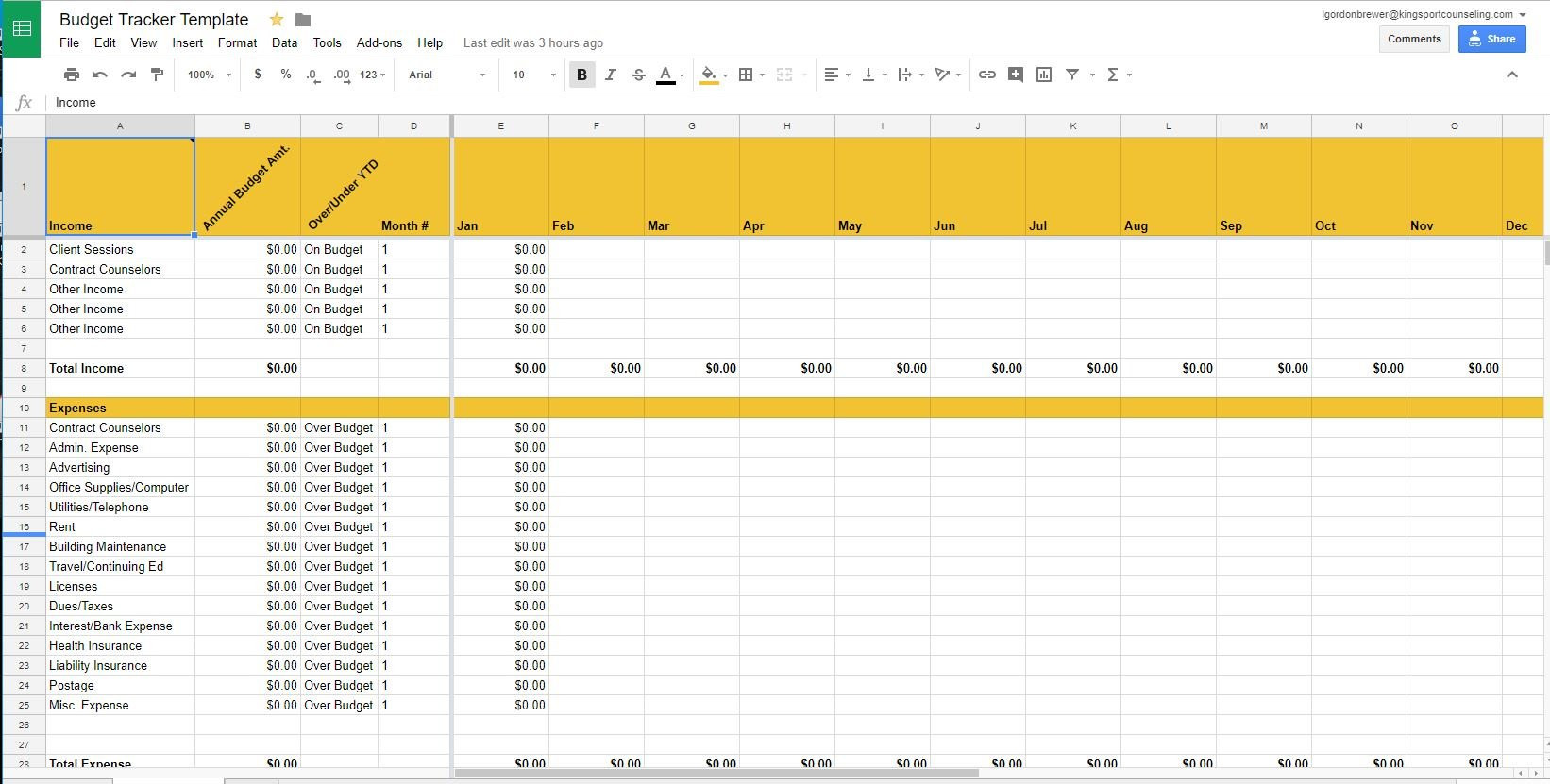 sample private practice budget template