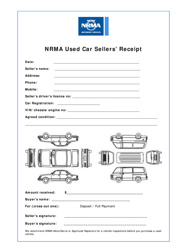 sample car private sale receipt template