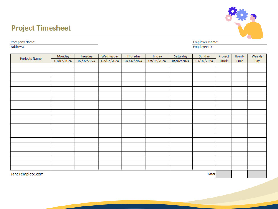 Example of Project Timesheet Template