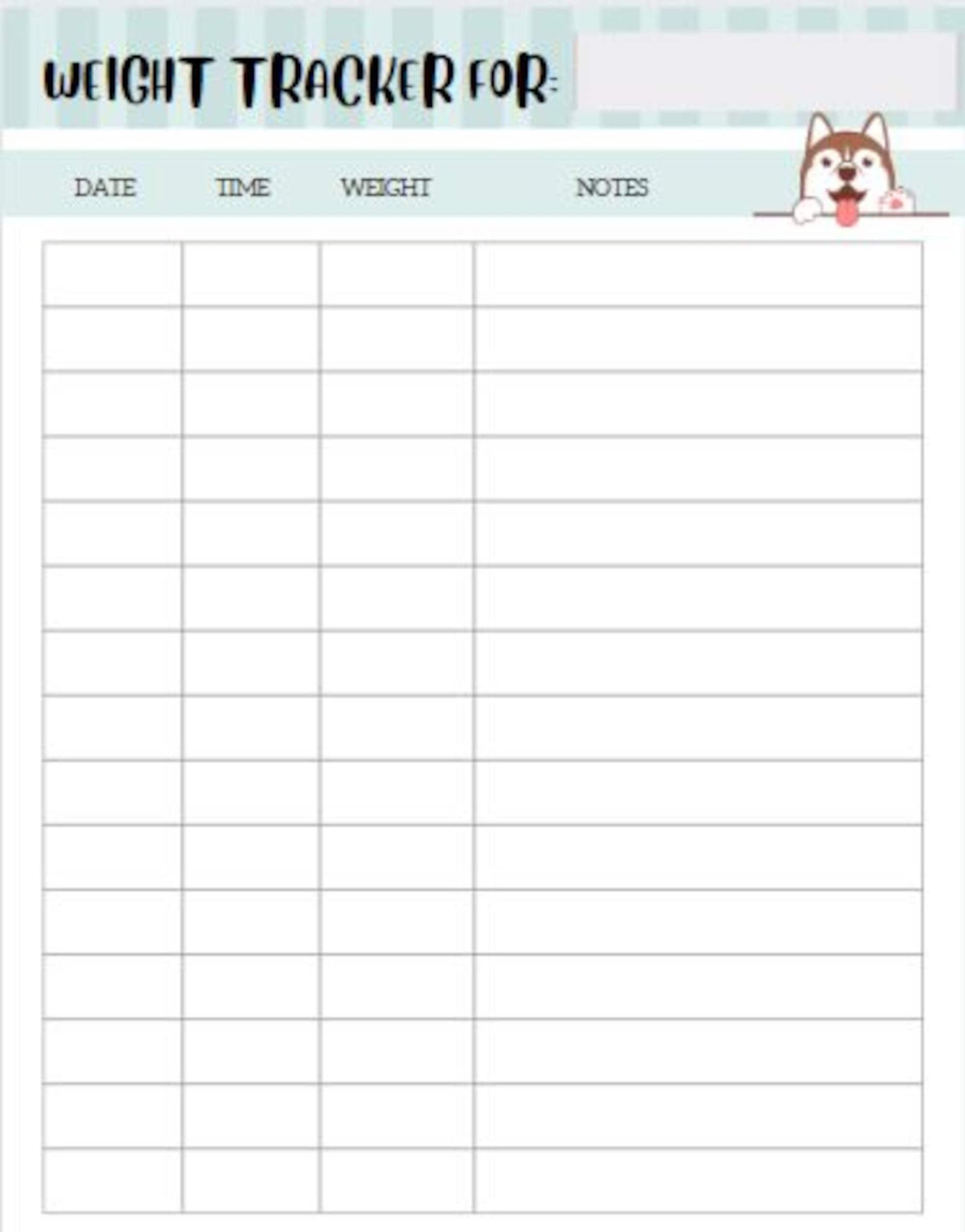 sample puppy weight chart template