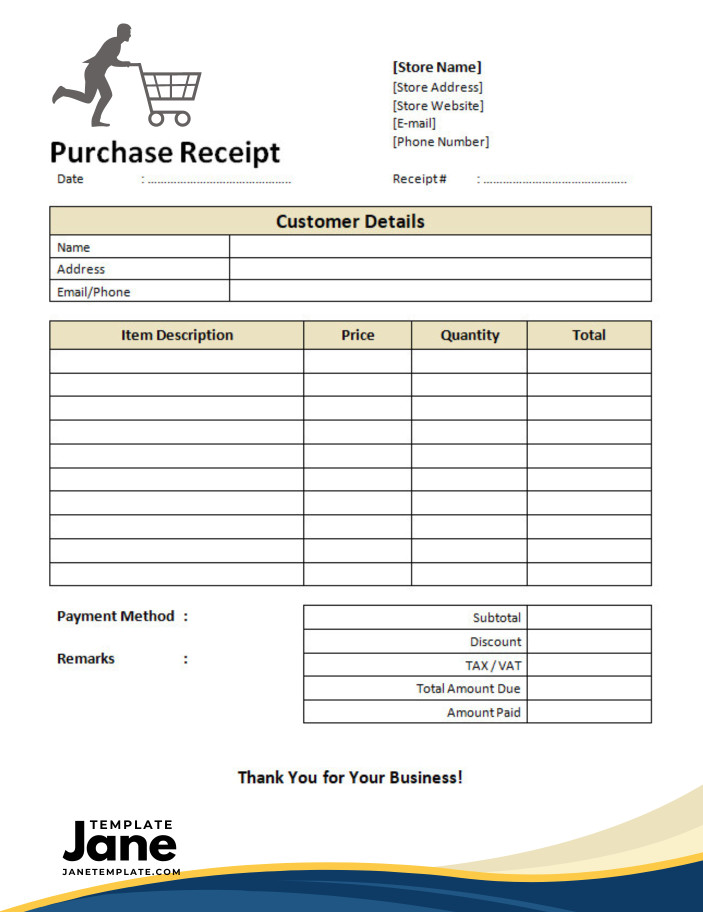 example of printable blank purchase receipt template